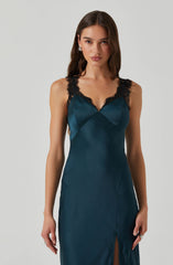 Eirene Satin Lace Trim Dress