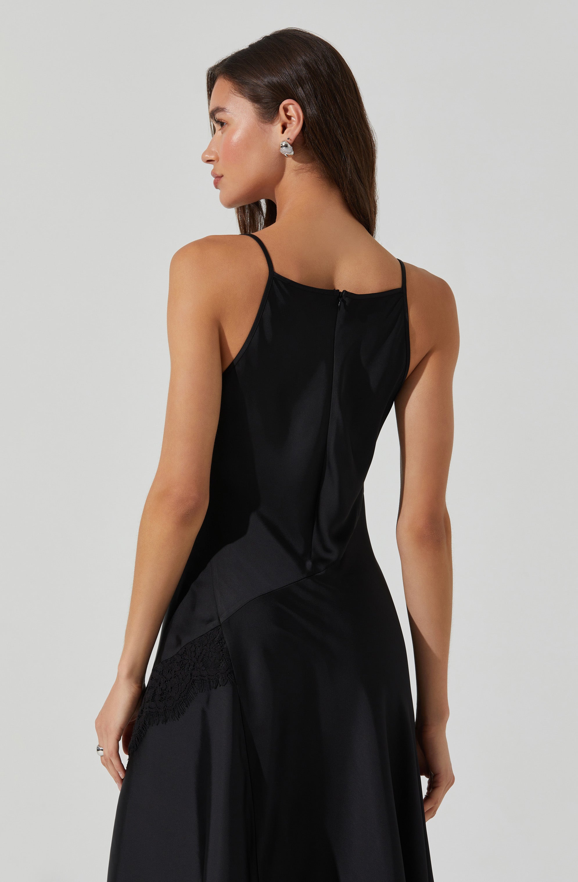 Ione Satin Lace Trim Dress