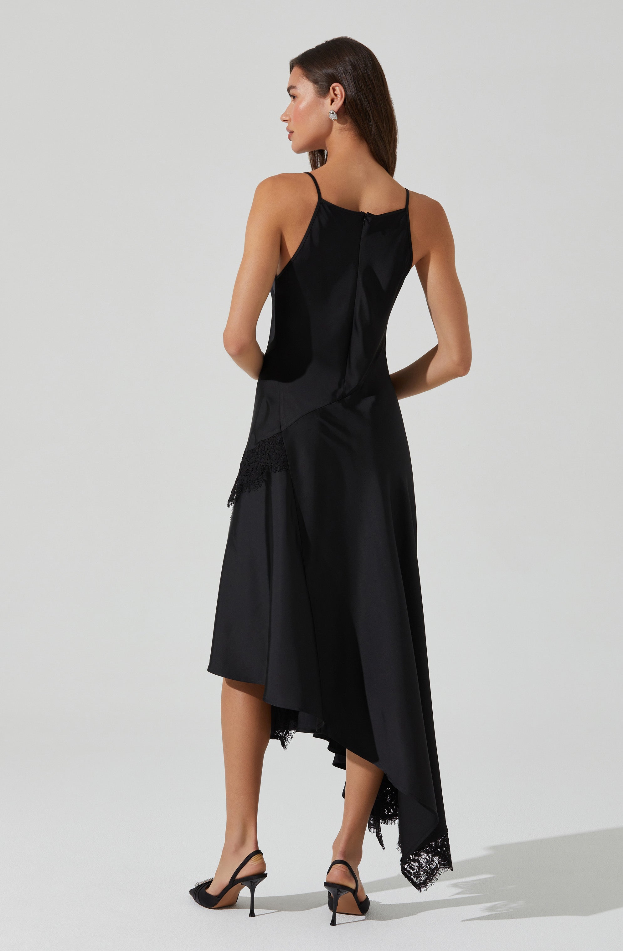 Ione Satin Lace Trim Dress