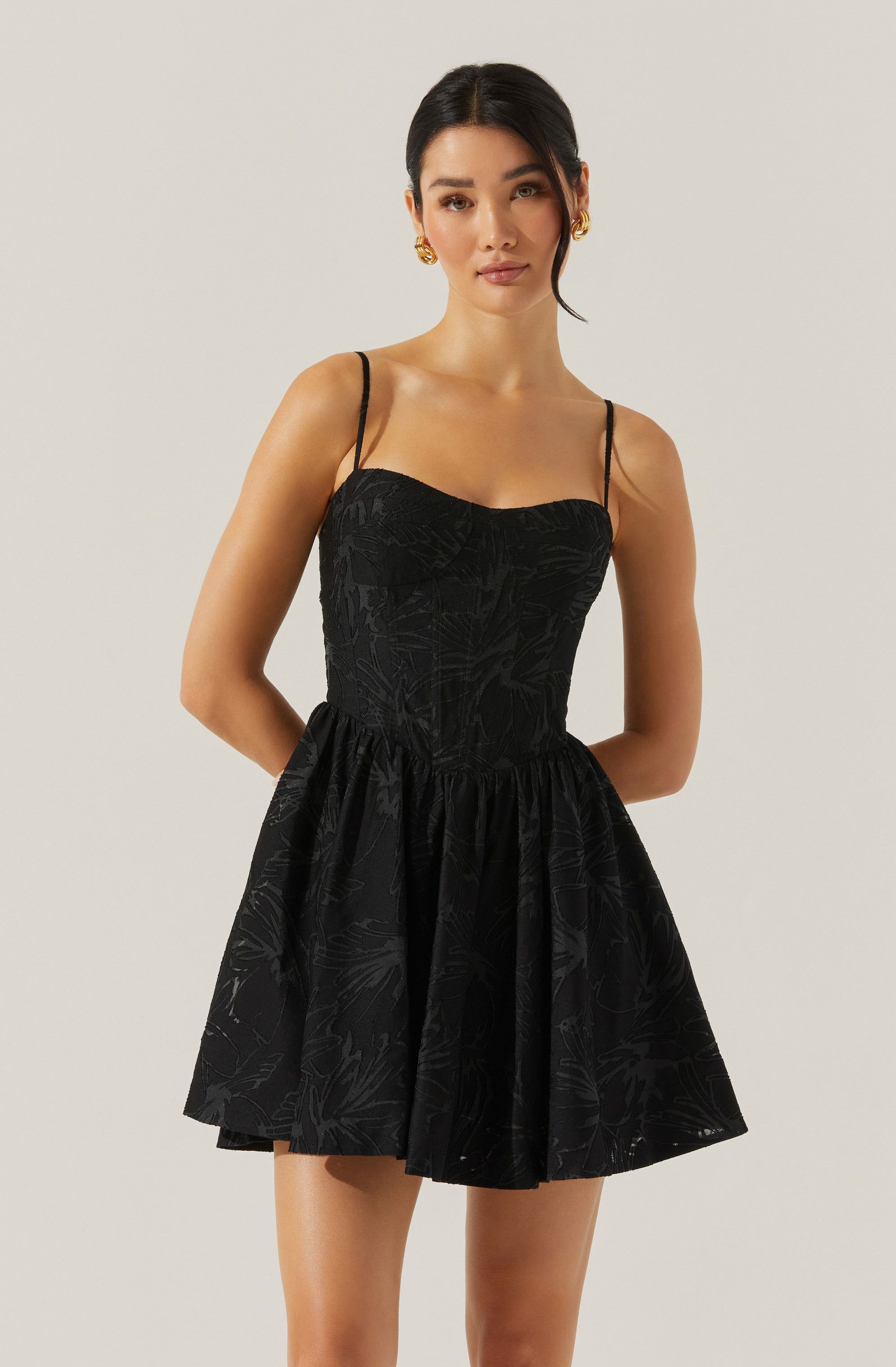 Linelly Jacquard Bustier Skater Dress