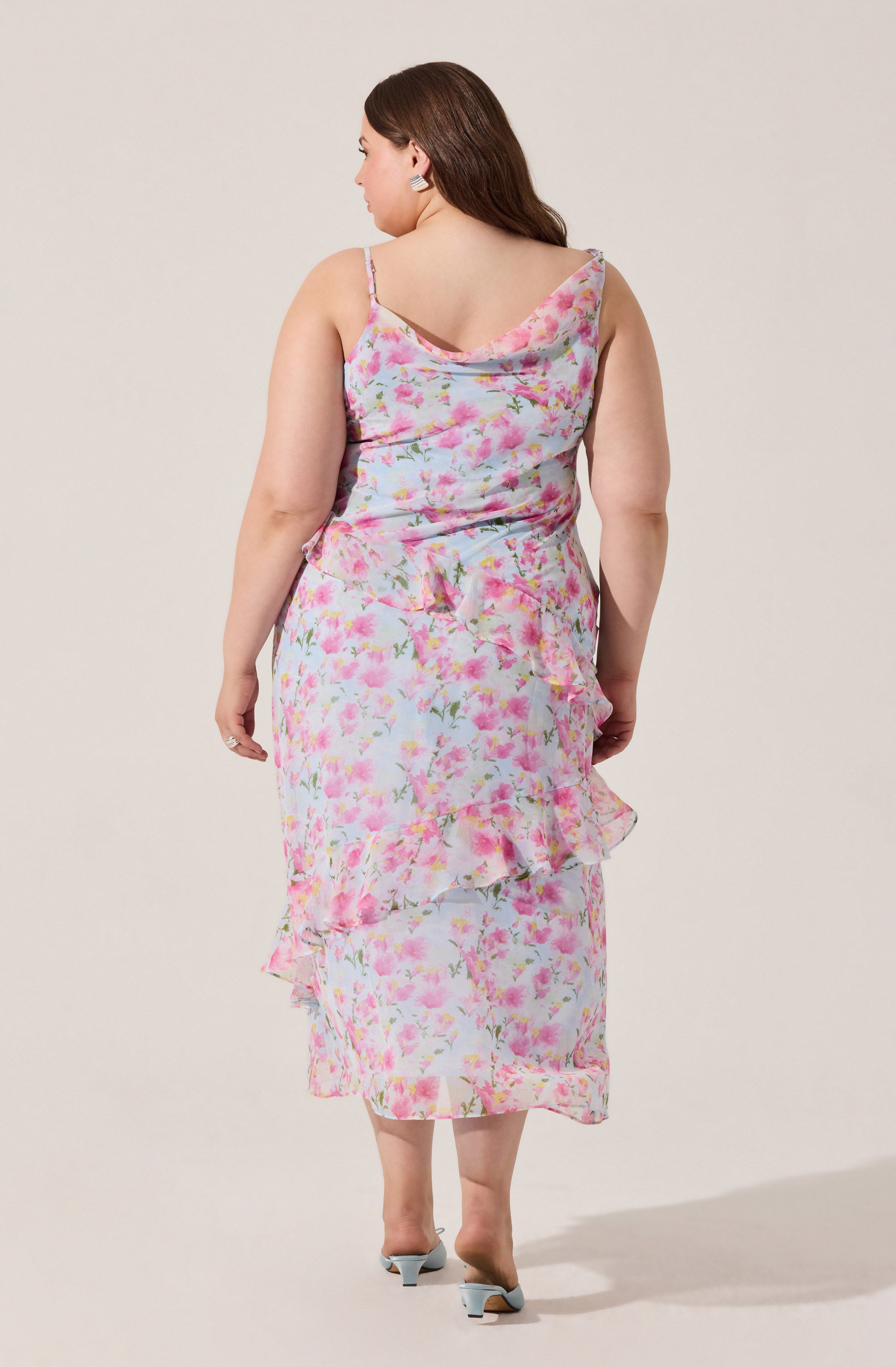 Levina Asymmetric Floral Ruffle Dress