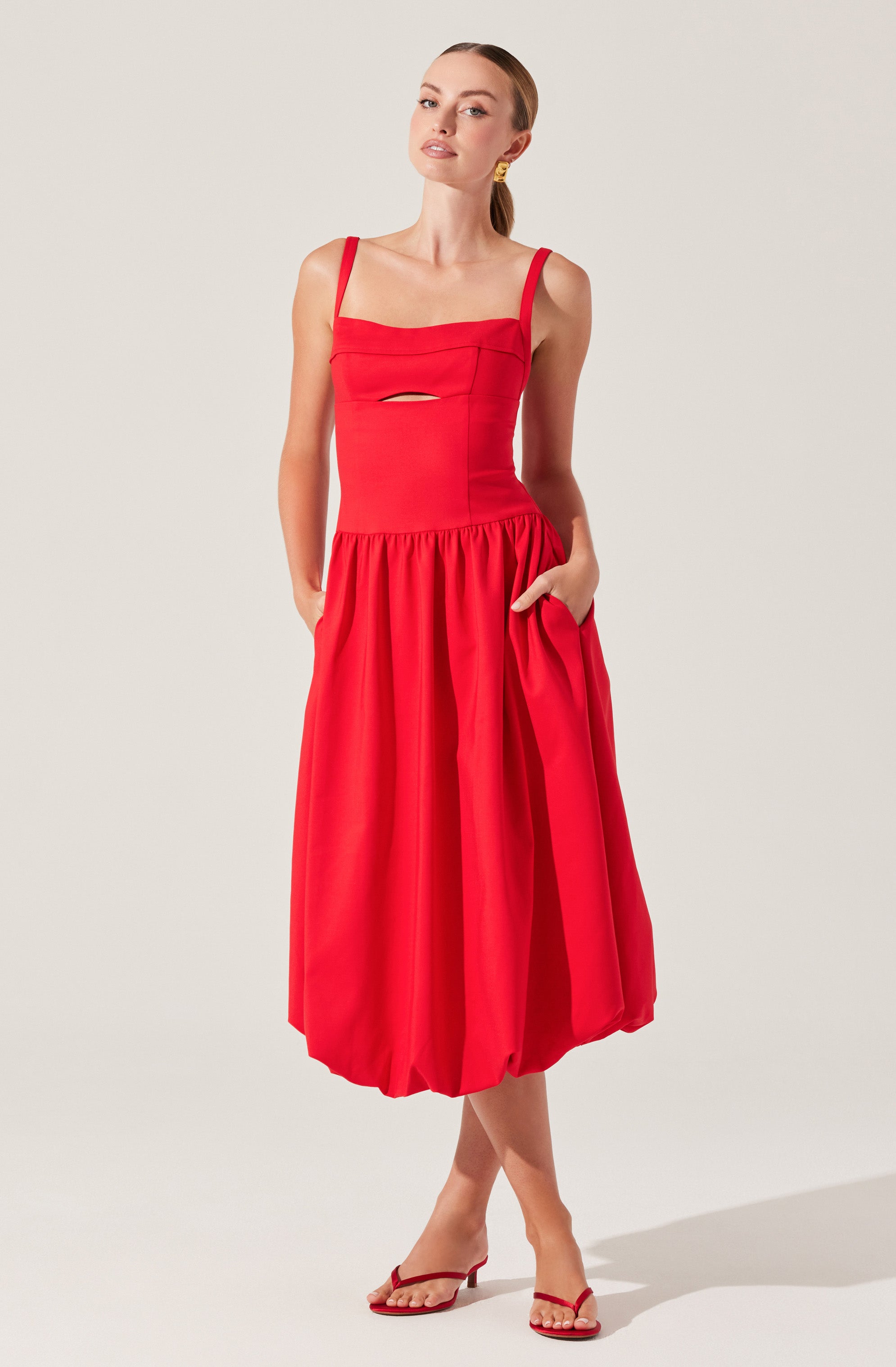 Jevi Sleeveless Bubble Midi Dress
