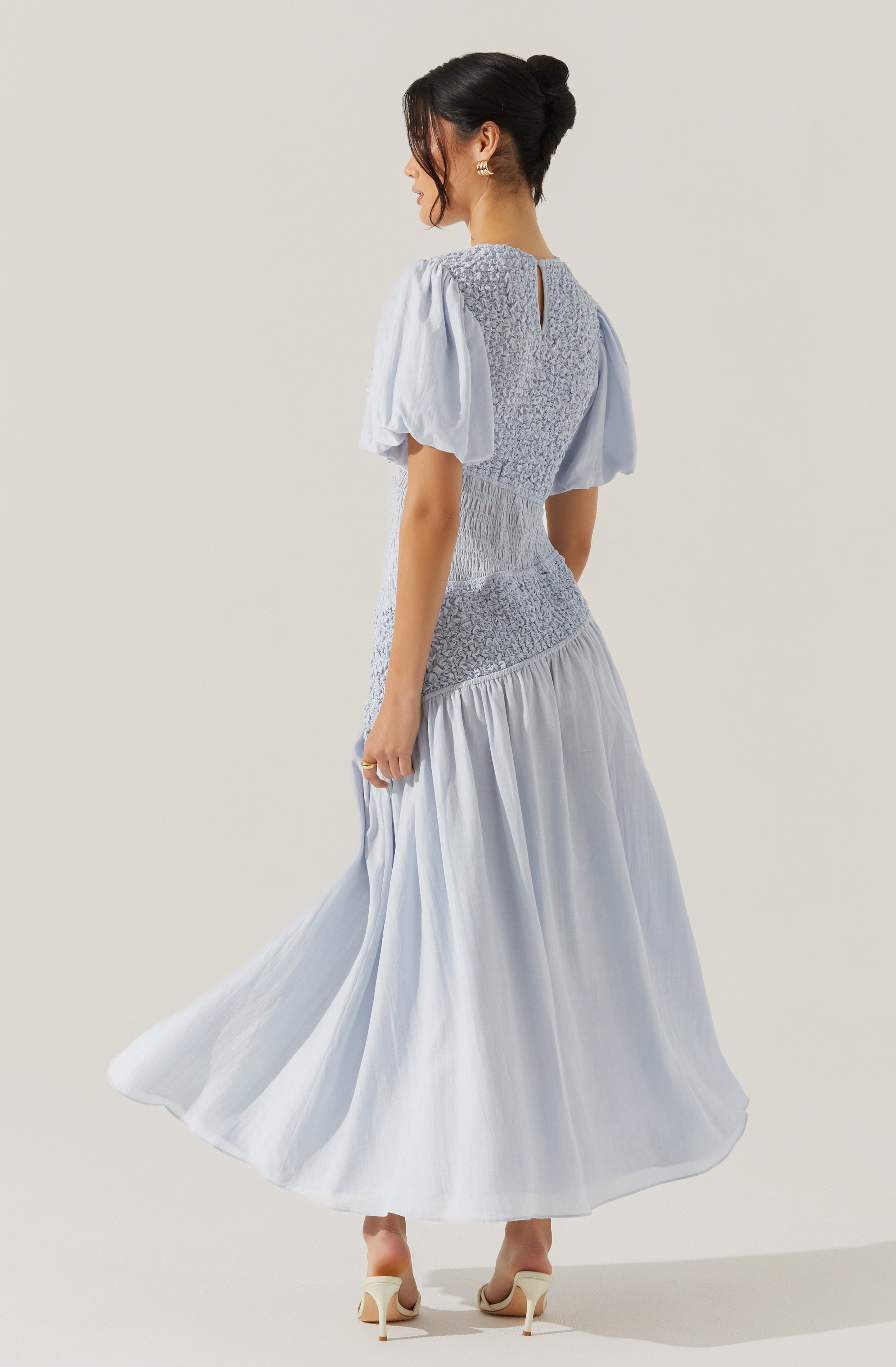 Theoni Smocked Asymmetric Dress