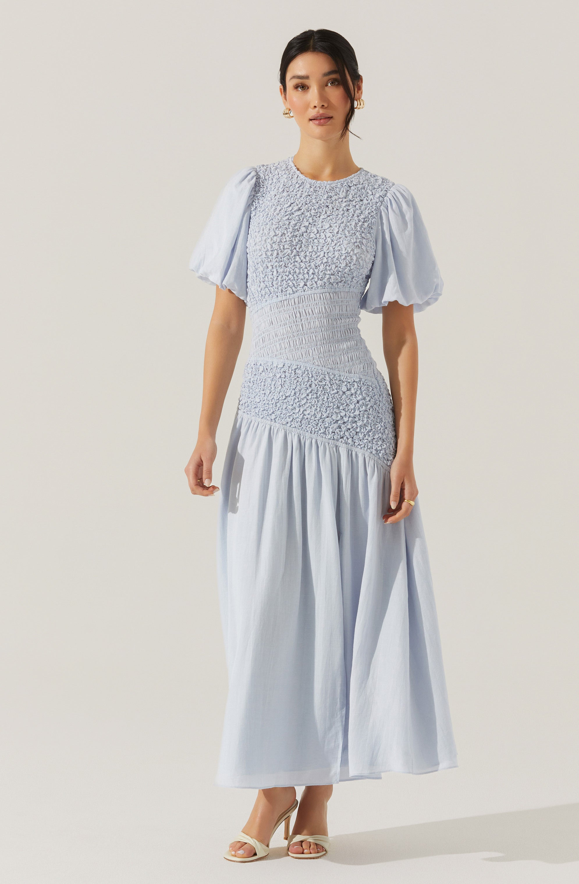 Theoni Smocked Asymmetric Dress