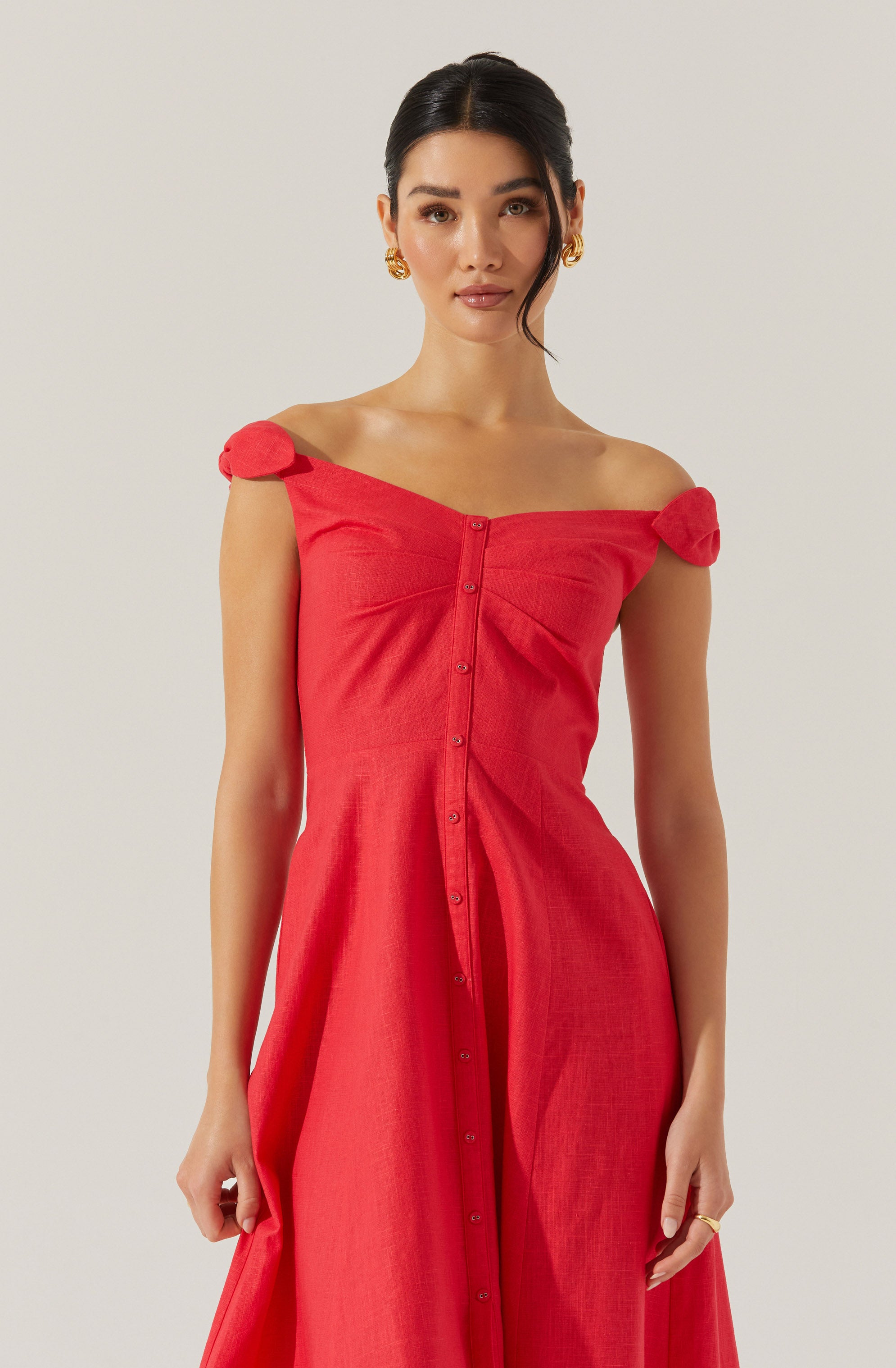 Charelin Linen Off Shoulder Dress