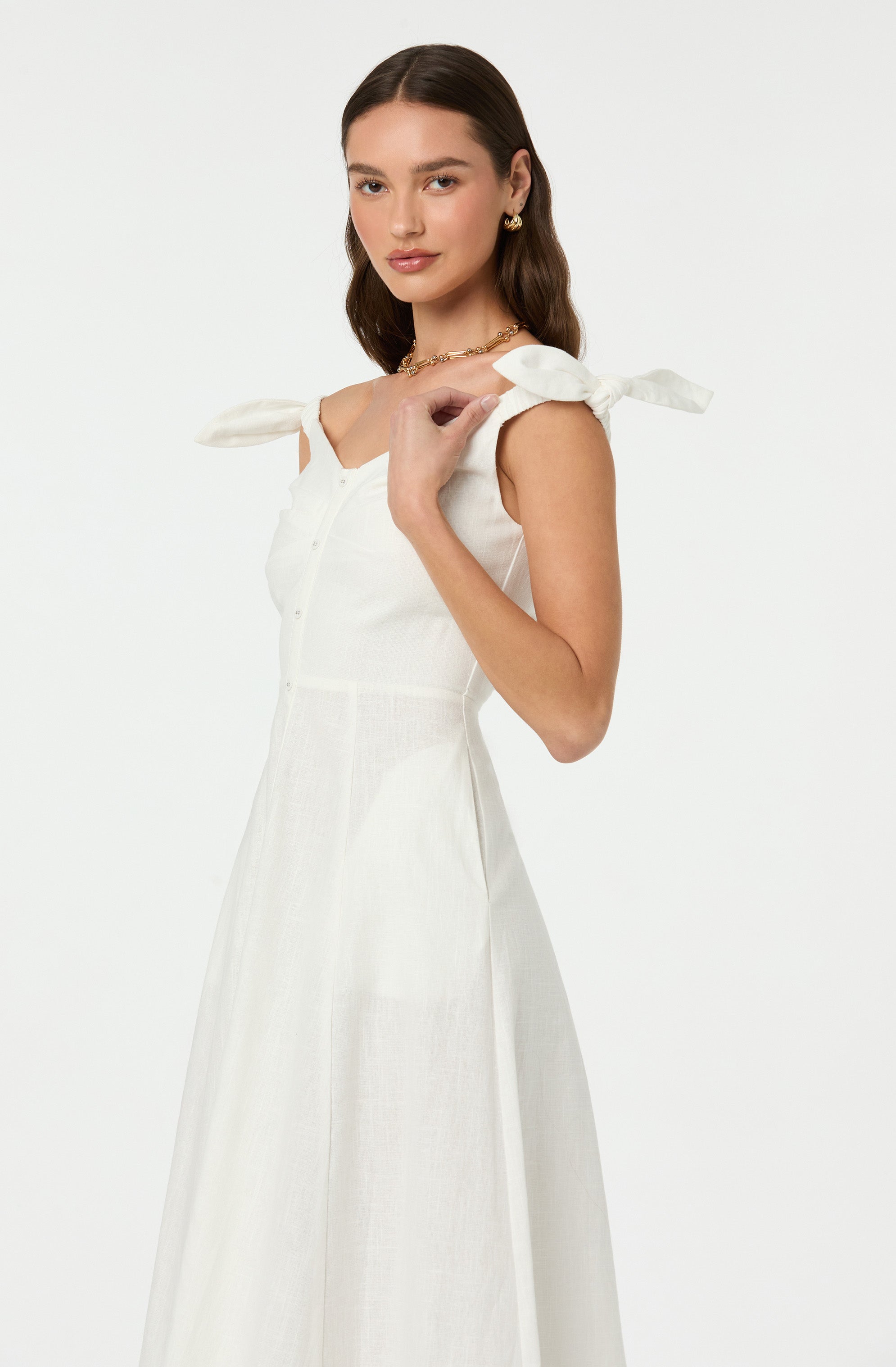 Charelin Linen Off Shoulder Dress