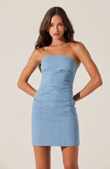 Mazzei Strapless Denim Mini Dress