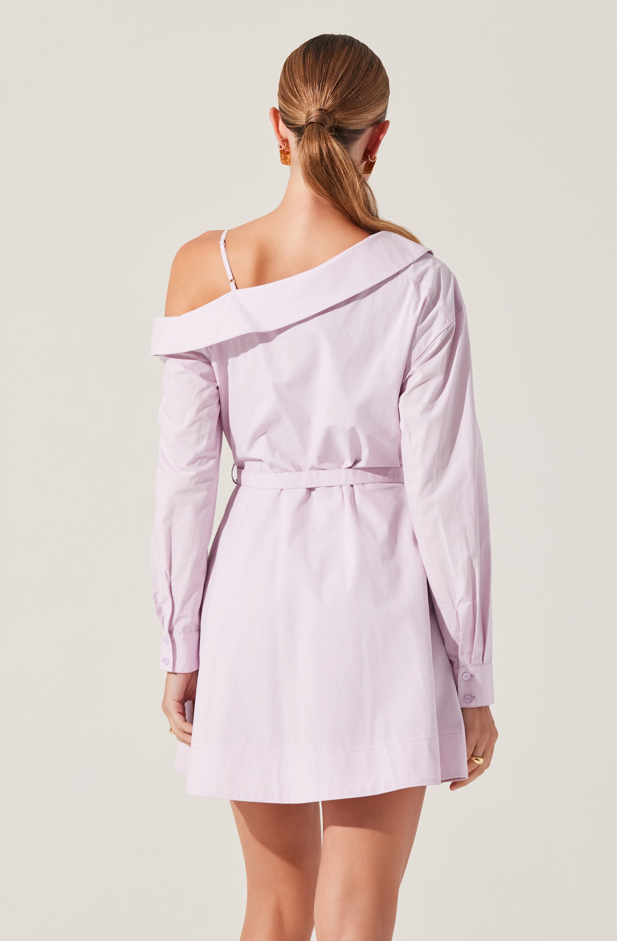 Aveni Off Shoulder Mini Shirt Dress