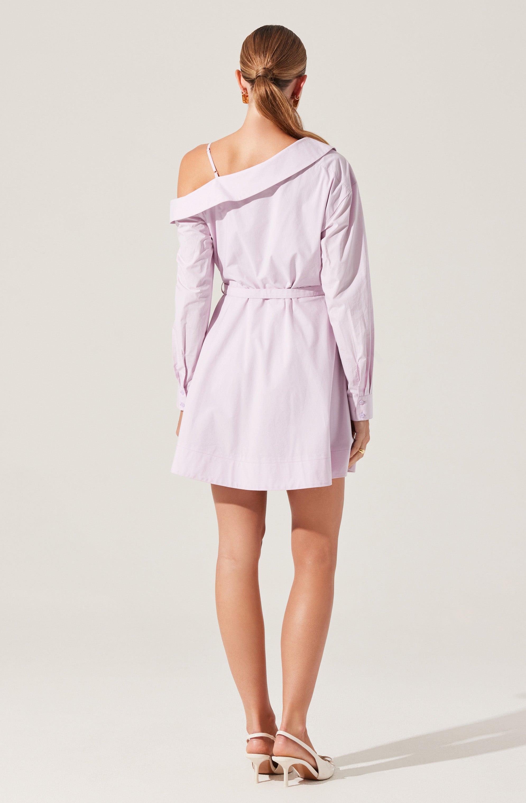 Aveni Off Shoulder Mini Shirt Dress