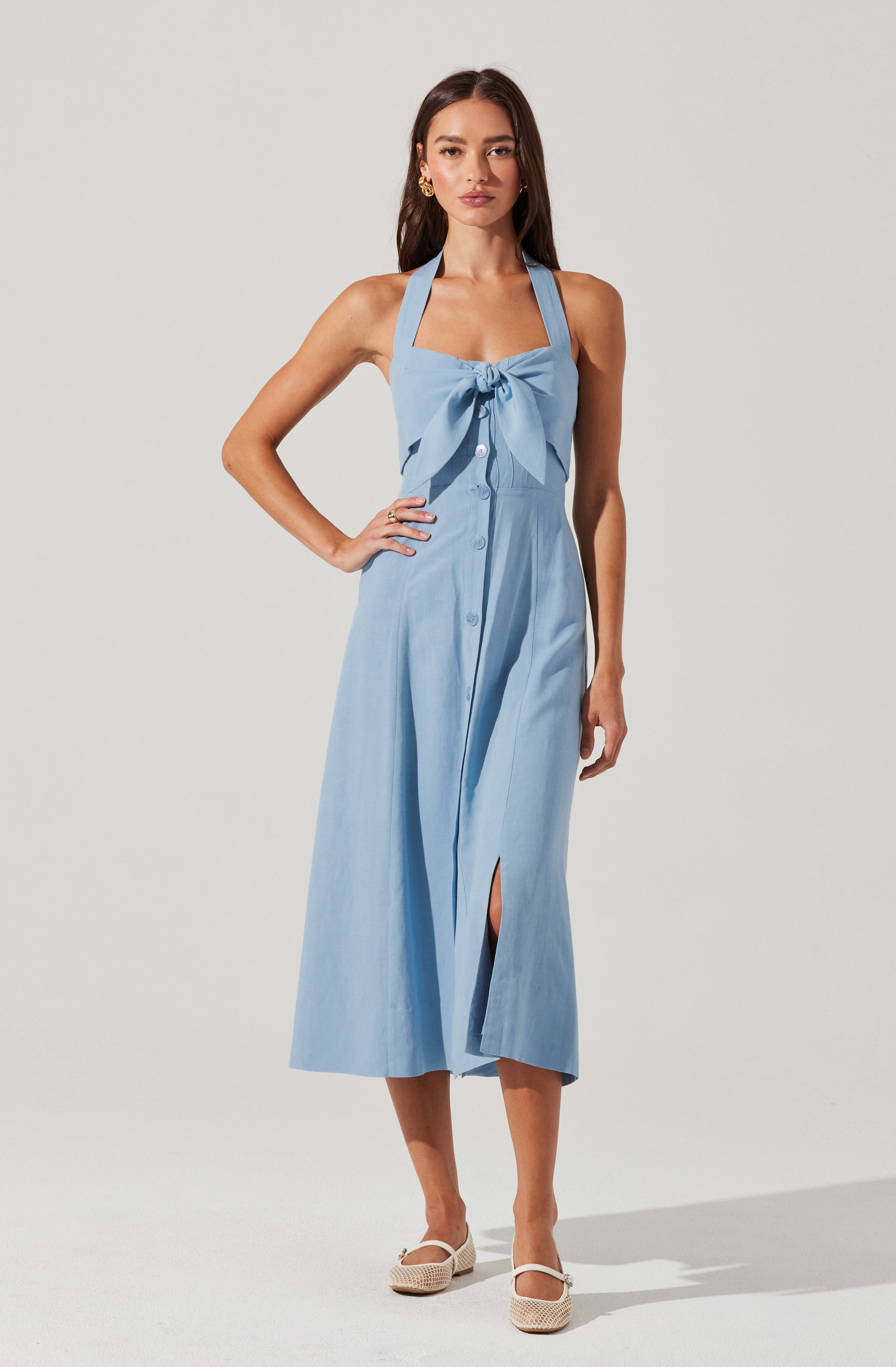 Katherine Linen-Blend Halter Dress