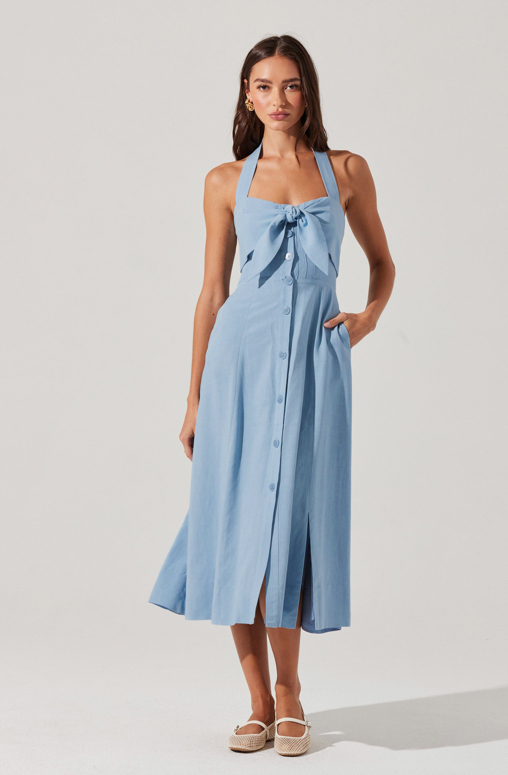 Katherine Linen-Blend Halter Dress