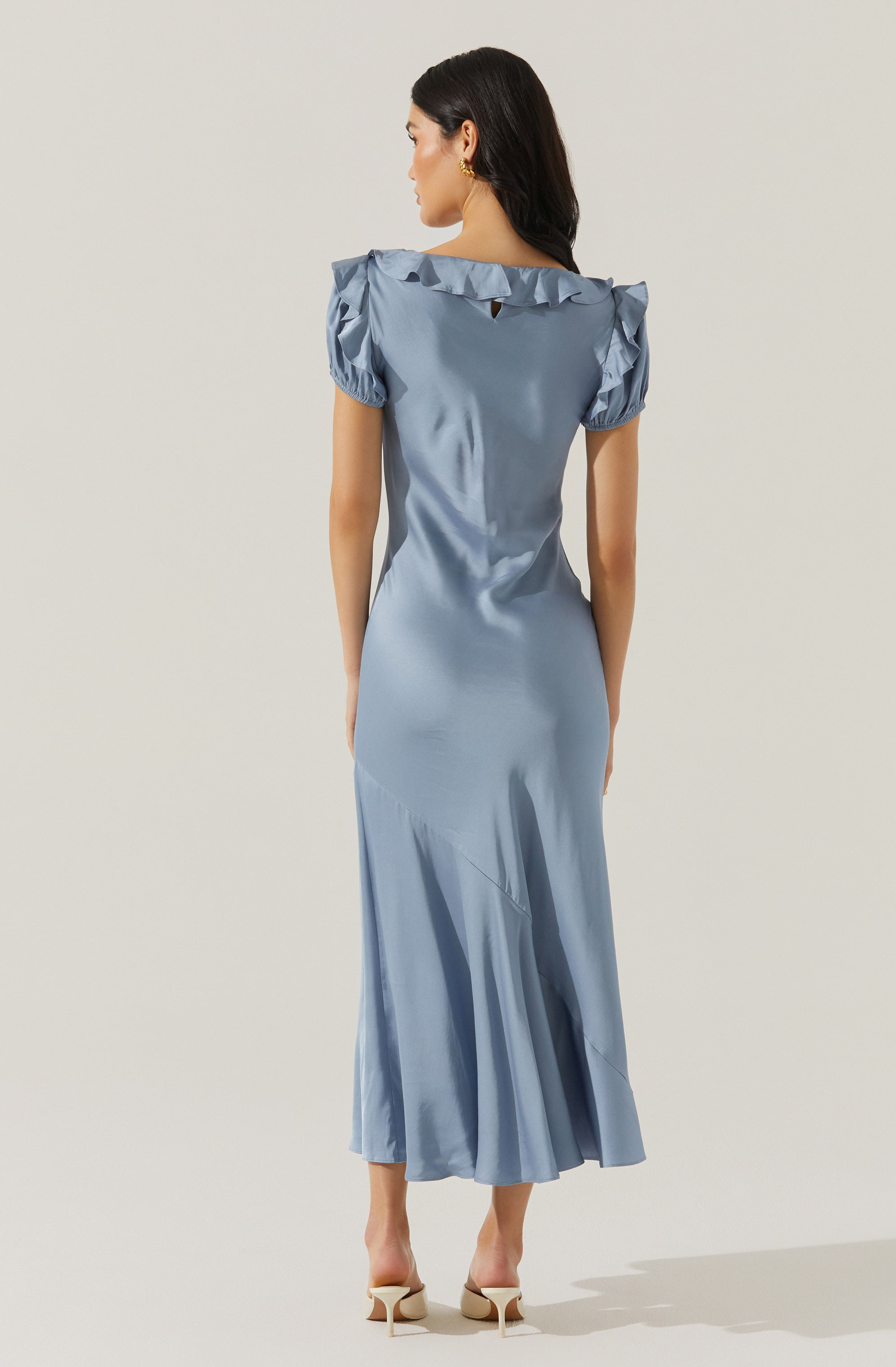 Auden Satin Ruffle Midi dress