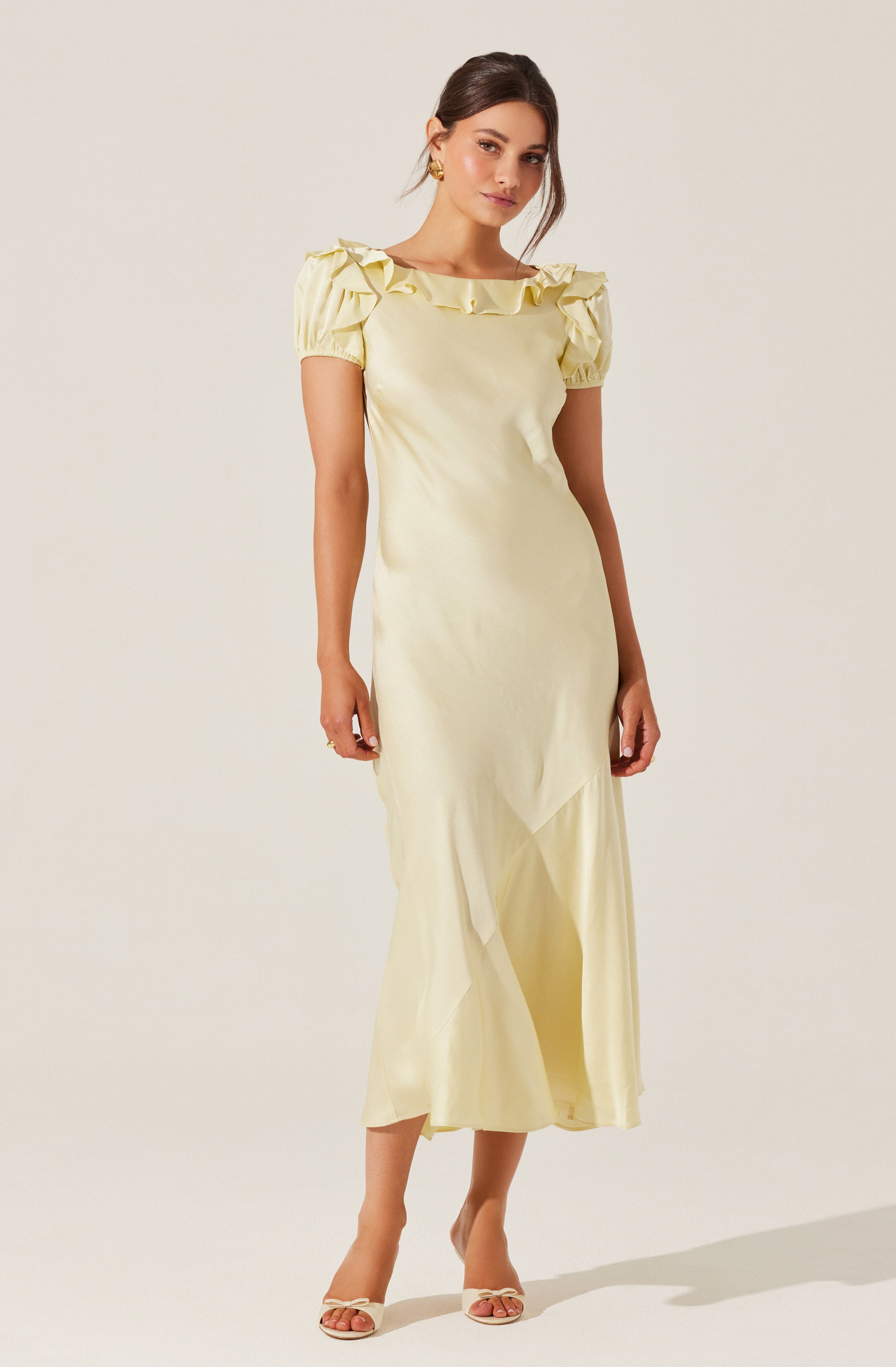 Auden Satin Ruffle Midi dress