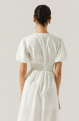 Citrine Linen Bow Front Midi Dress