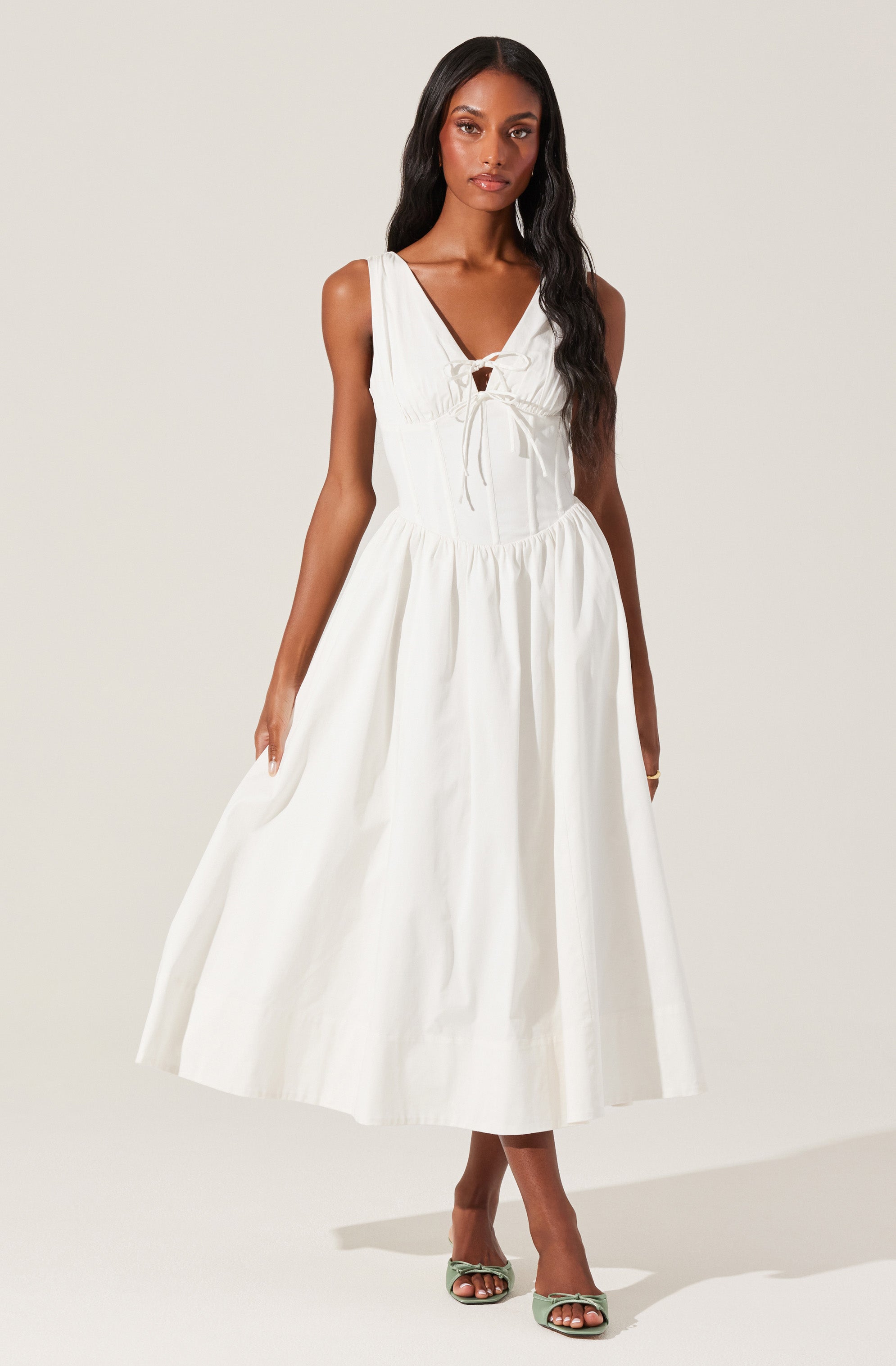 Maili Corset Poplin Midi Dress