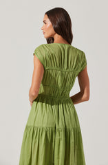 Alexandria Shirred Tiered Midi Dress