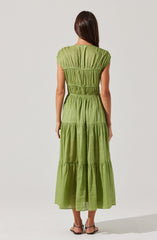 Alexandria Shirred Tiered Midi Dress