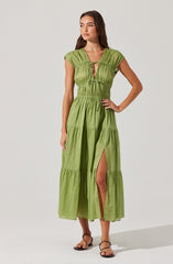 Alexandria Shirred Tiered Midi Dress
