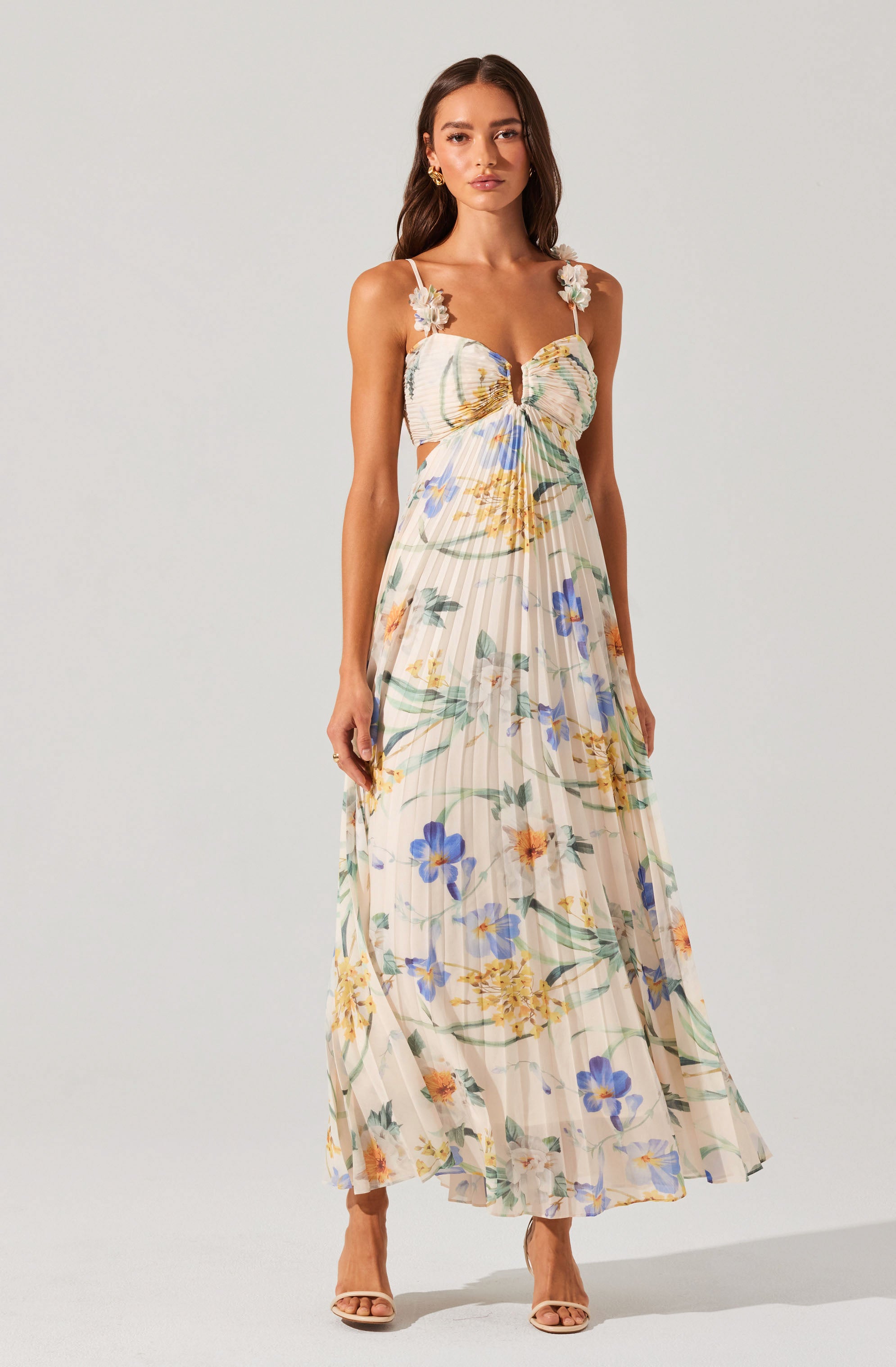 Emese Floral Pleated Maxi Dress