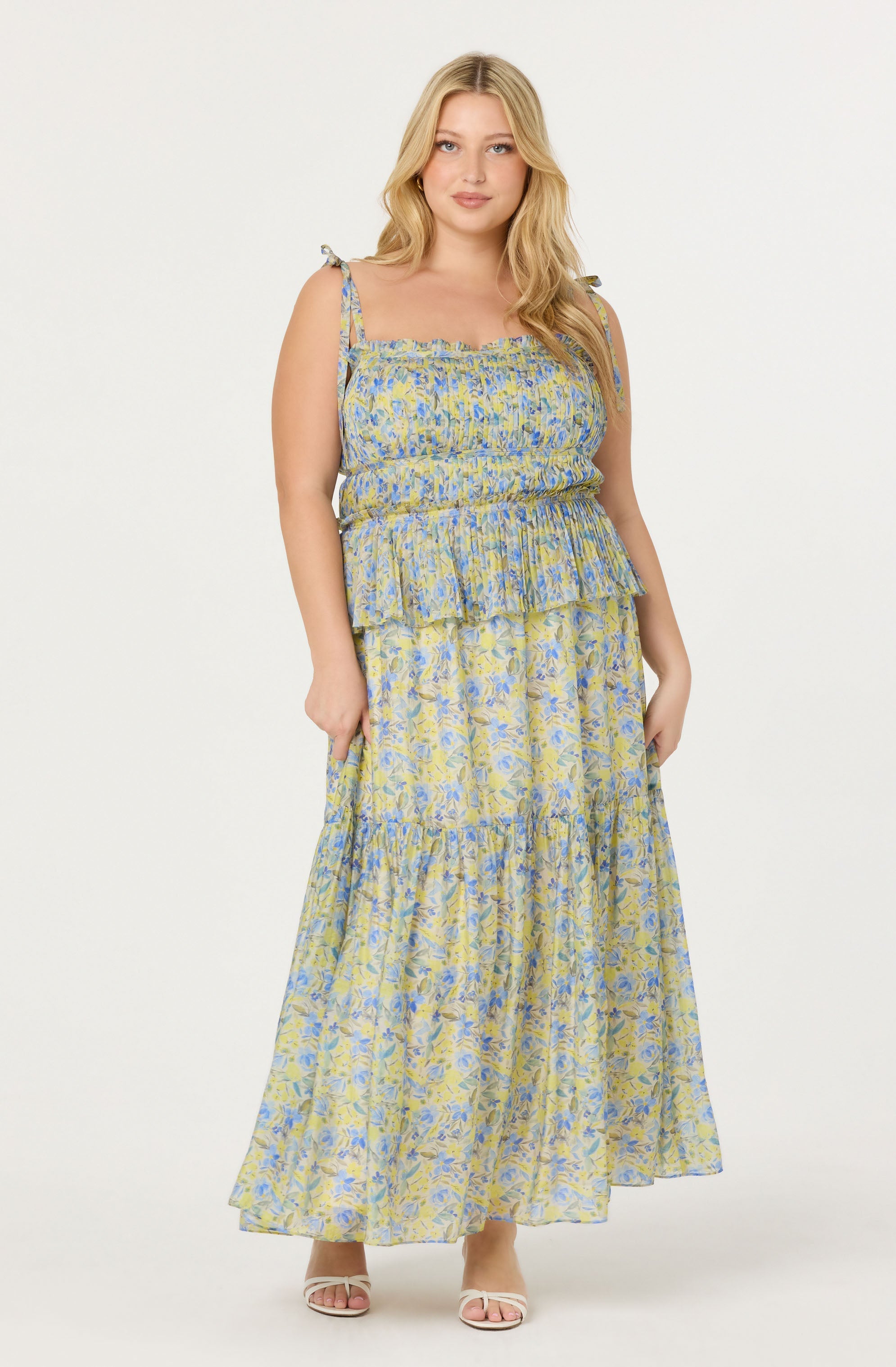 Ethelind Floral Pleated Maxi Dress