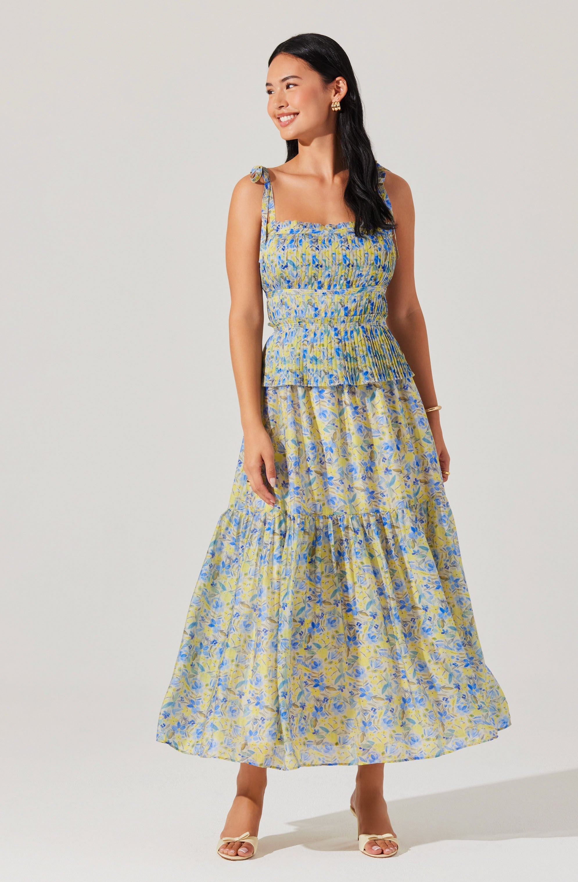 Ethelind Floral Pleated Maxi Dress