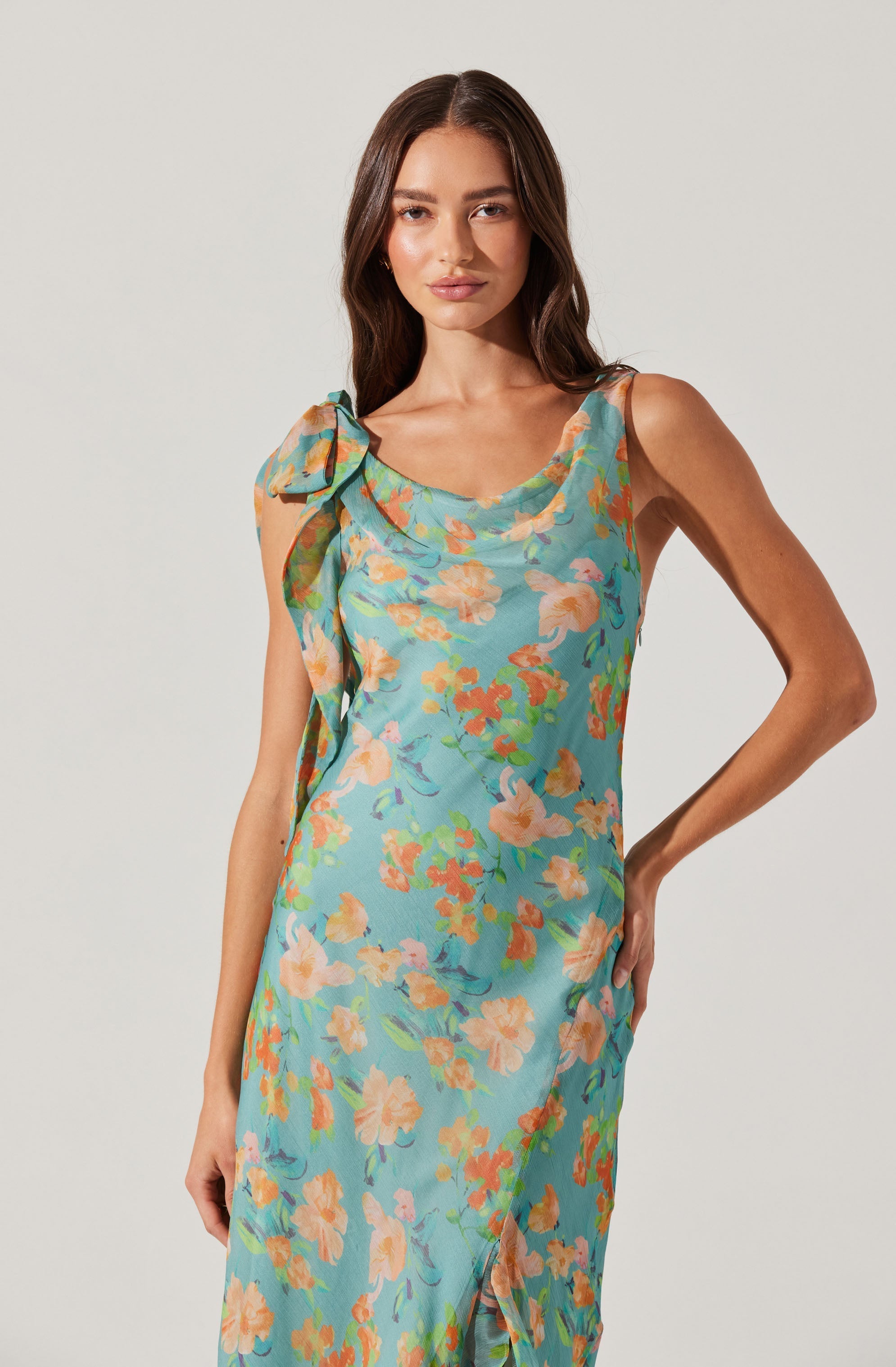 Isabelle Ruffled Cowl Neck Dress