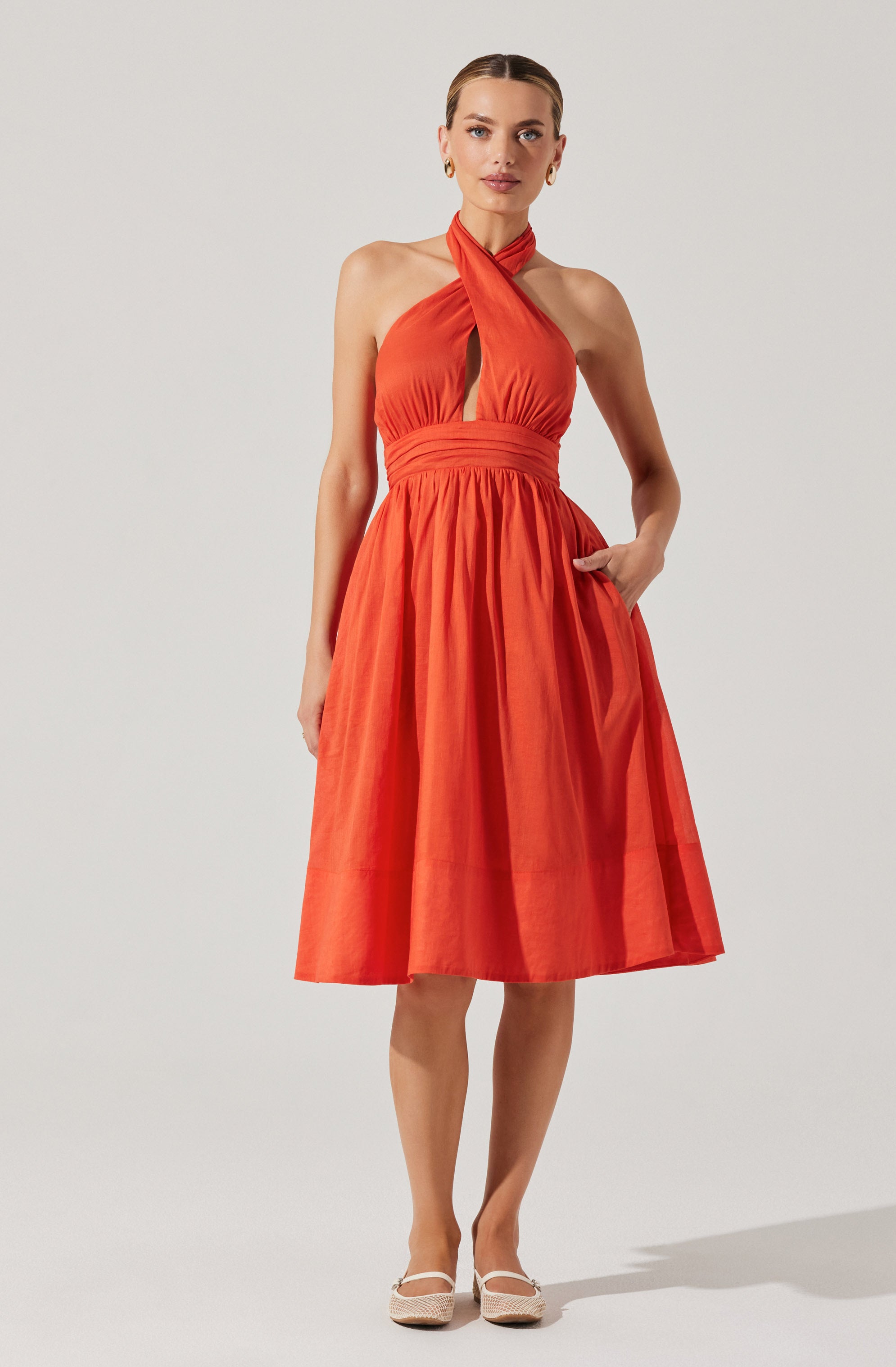 Kalia Crossover Halter Mini Dress