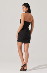 Heidy Crossover Halter Mini Dress