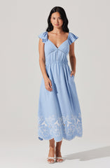 Odeletta Embroidered Floral Trim Dress