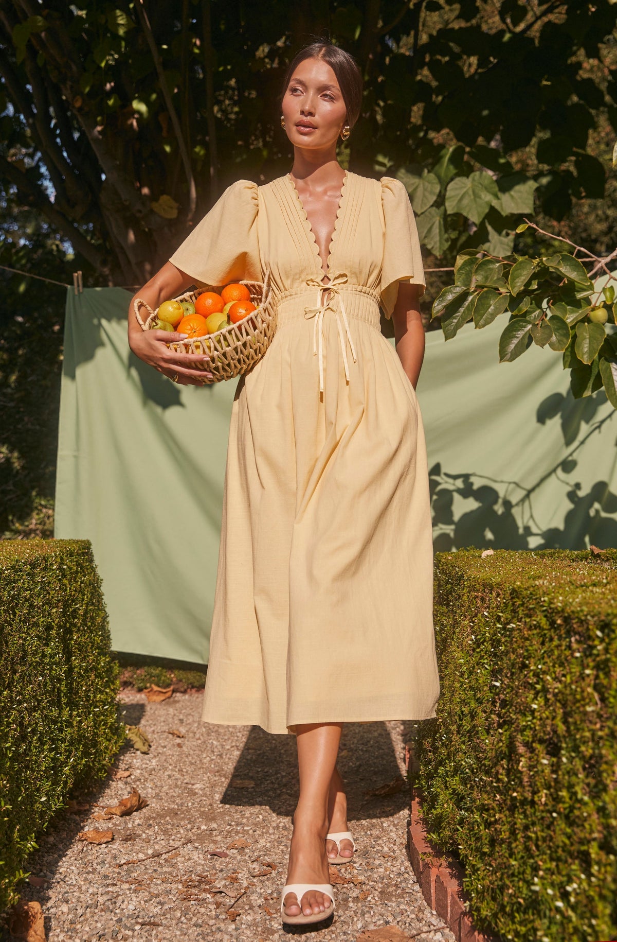 Hadleigh Scallop Trim Midi Dress