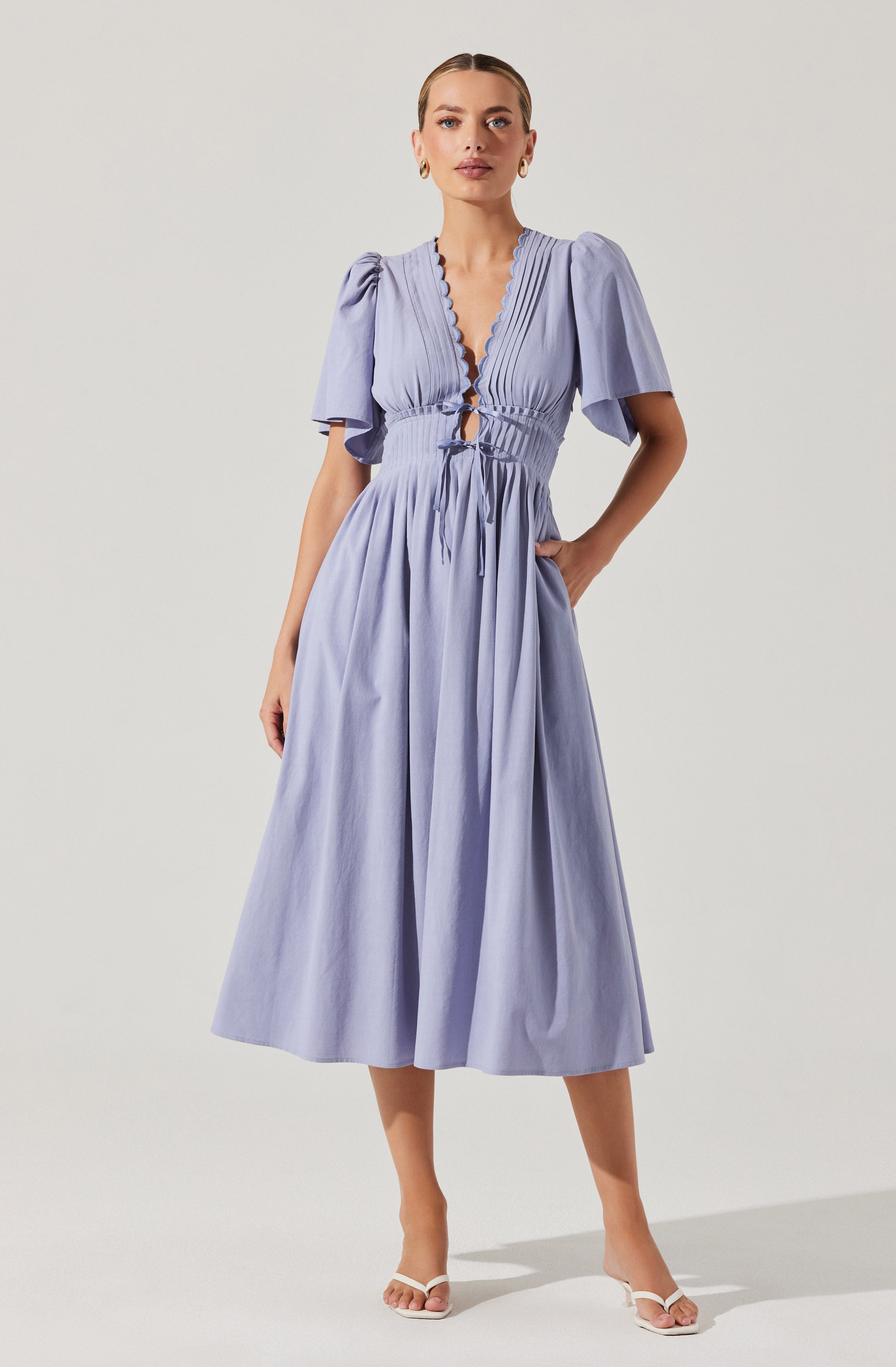 Hadleigh Scallop Trim Midi Dress