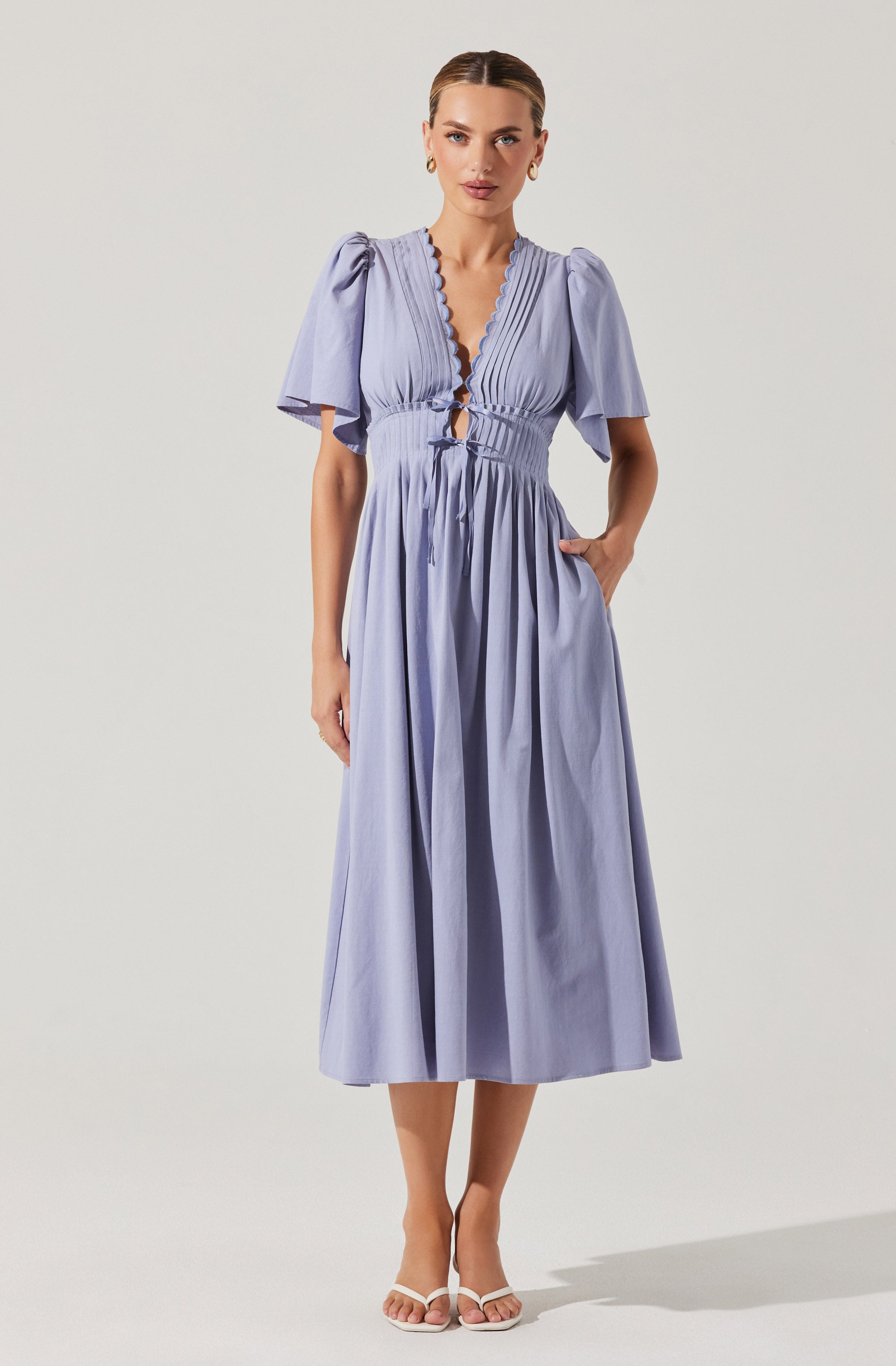 Hadleigh Scallop Trim Midi Dress