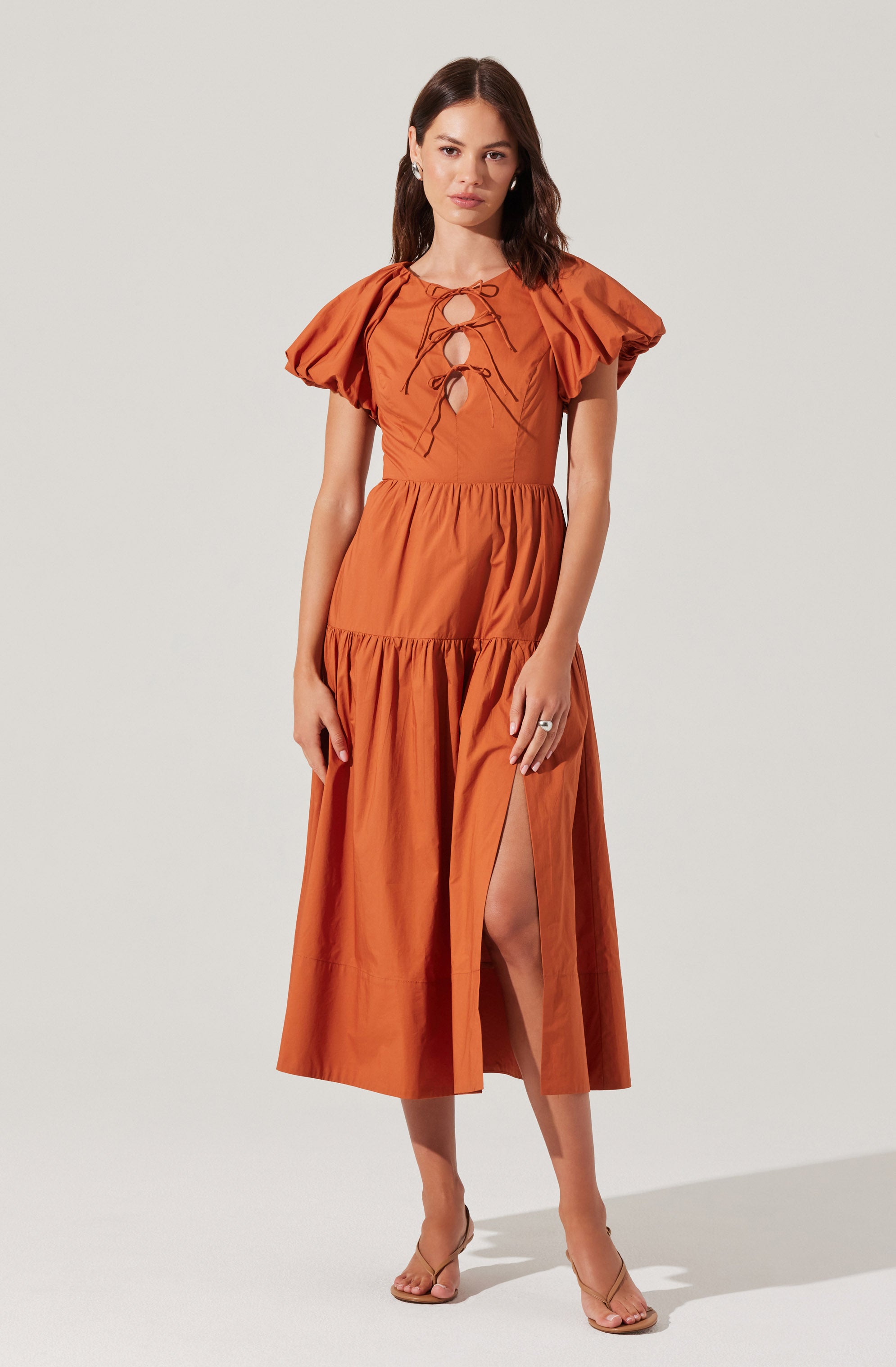 Aine Tie-Front Midi Dress
