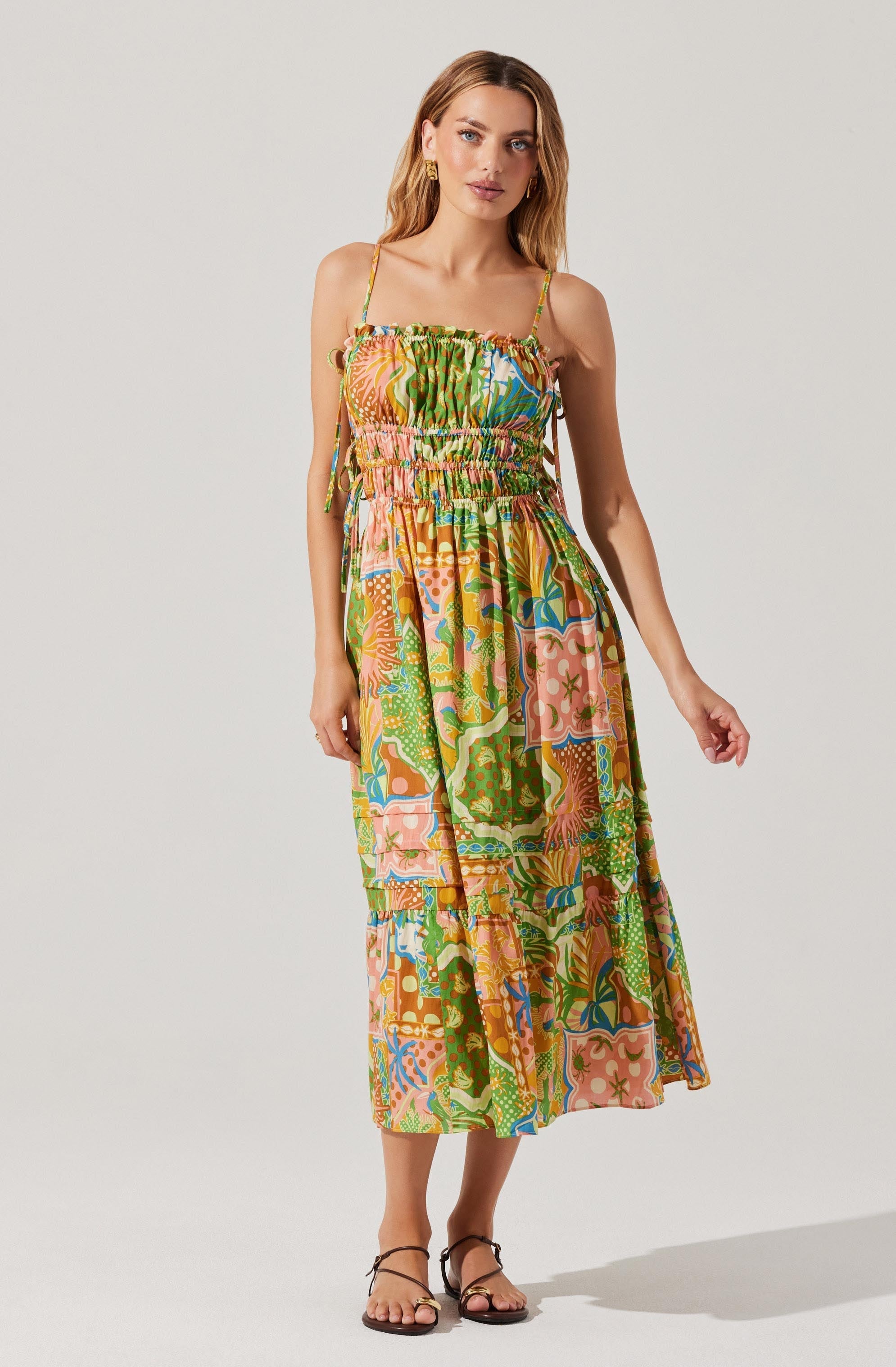 Elisabeth Printed Shirred Midi Dress