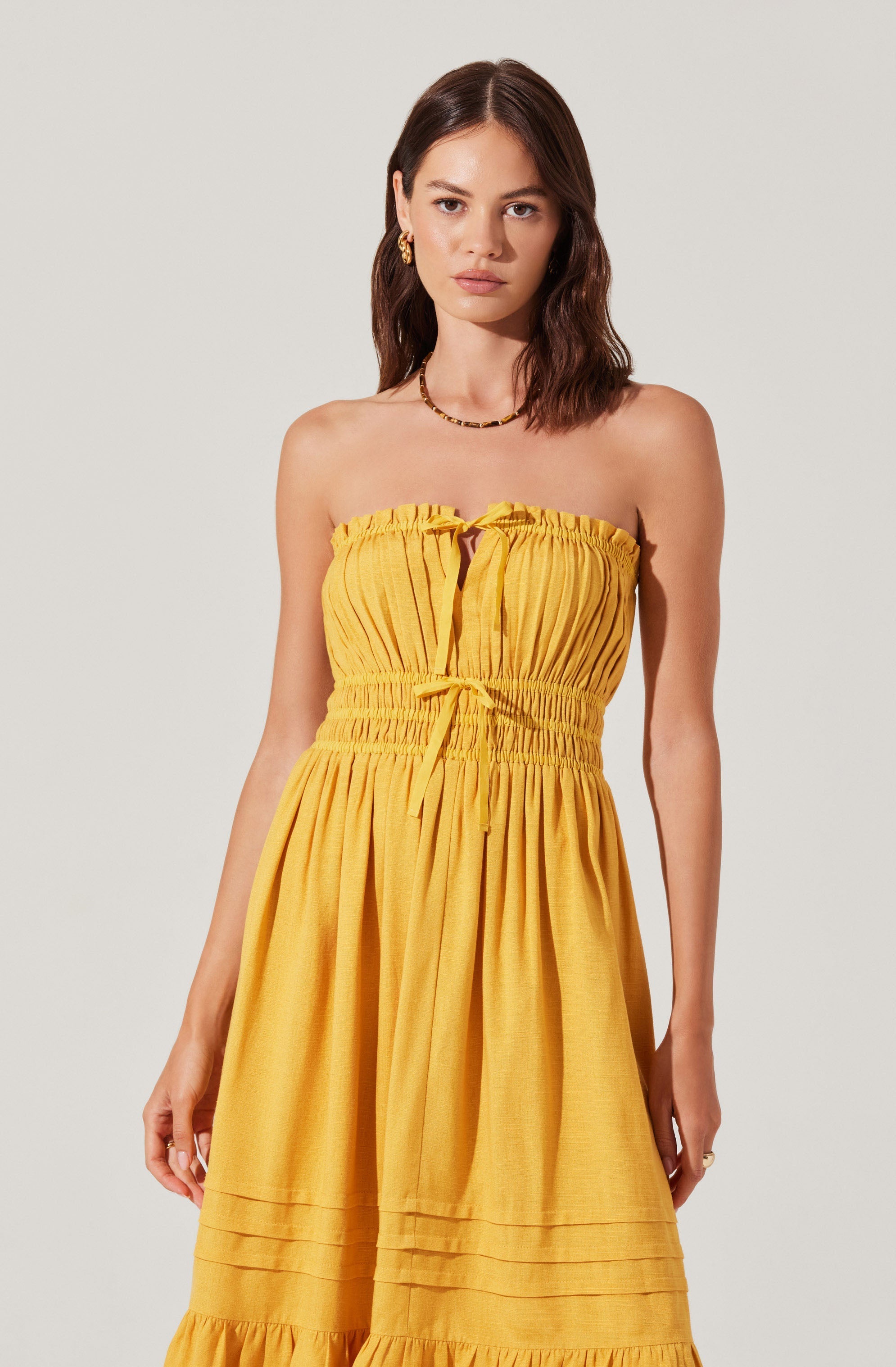 Aubrie Strapless Smocked Midi Dress