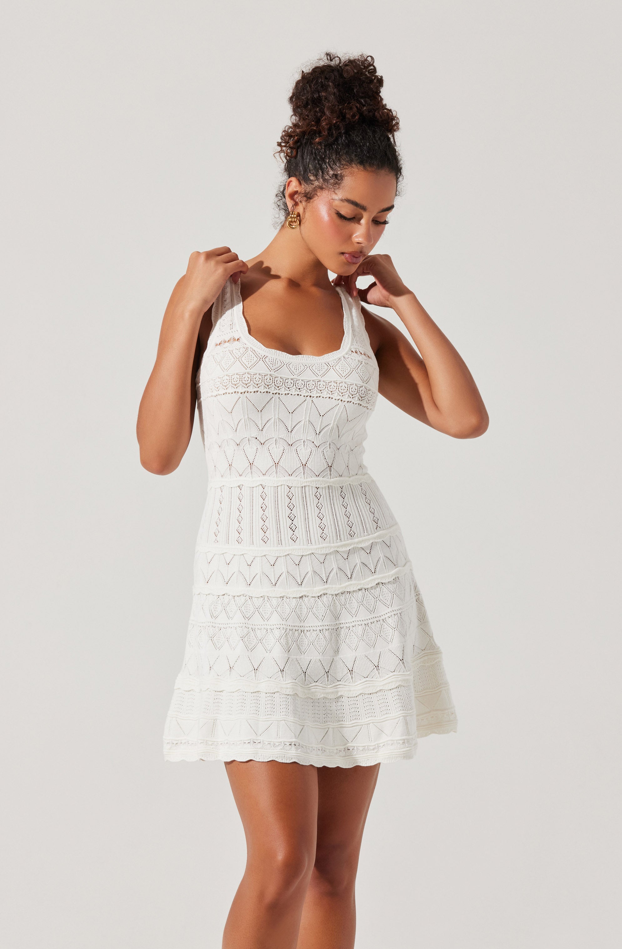 Shereena Pointelle Sweater Mini Dress