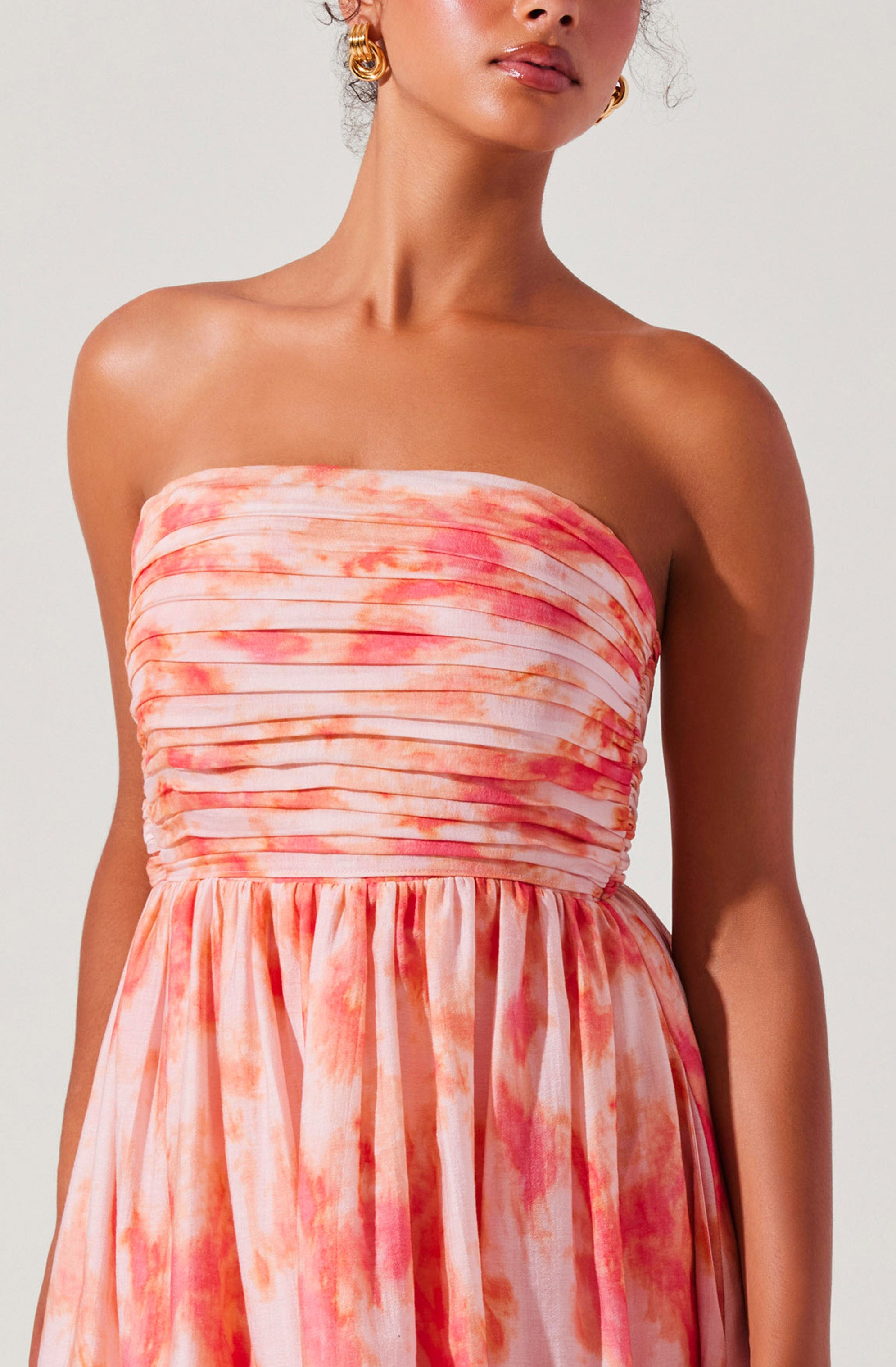 Aneesha Strapless Pleated Dress