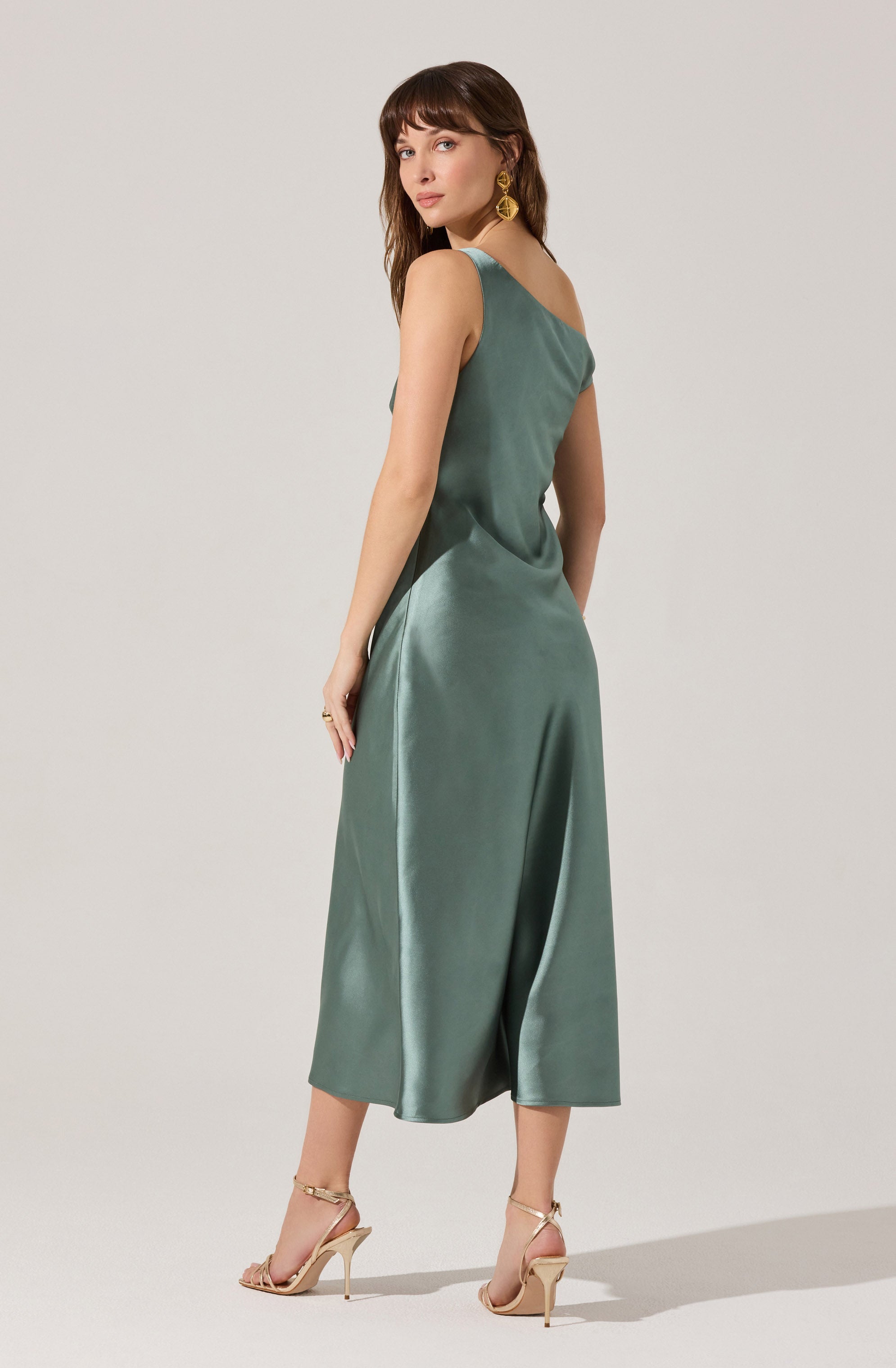 Elain Satin Off Shoulder Midi Dress