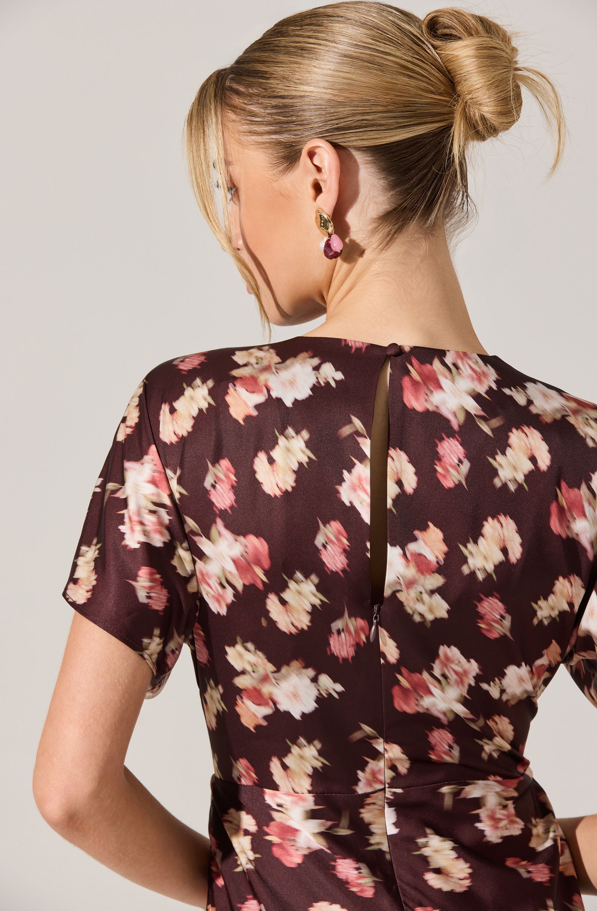 Talyha Floral Satin V-Neck Dress