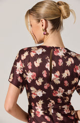 Talyha Floral Satin V-Neck Dress