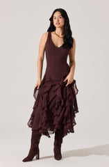 Philomene V-Neck Ruffle Trim Dress