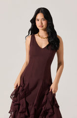 Philomene V-Neck Ruffle Trim Dress