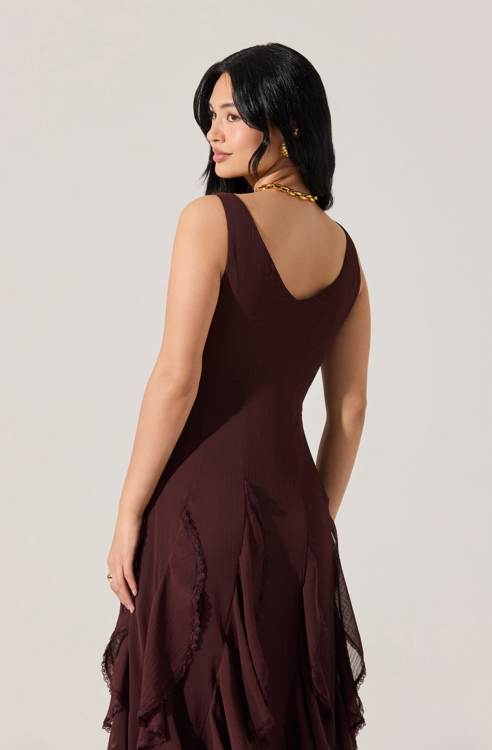 Philomene V-Neck Ruffle Trim Dress