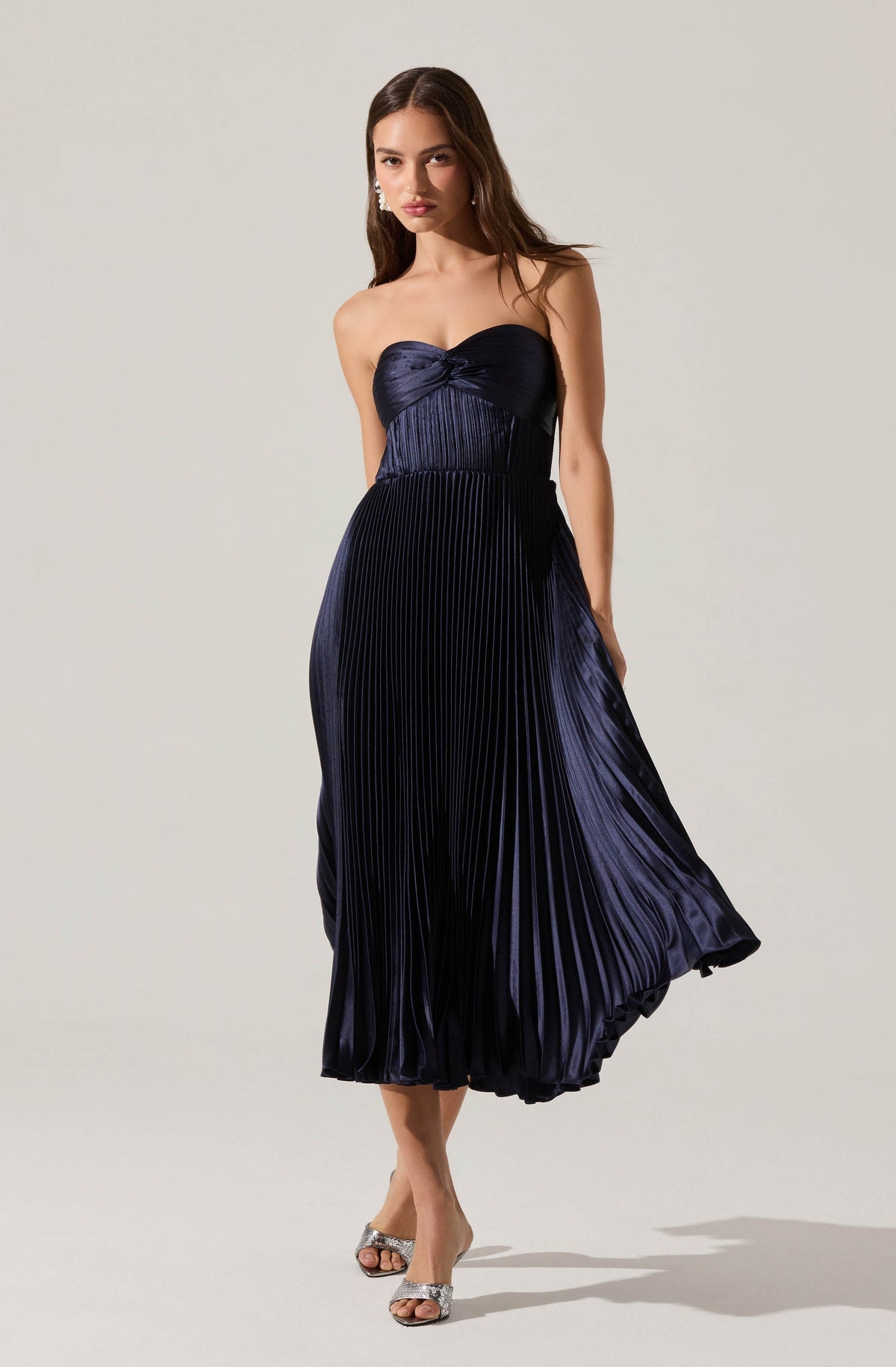 Ascella Strapless Pleated Midi Dress