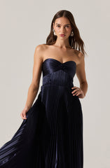 Ascella Strapless Pleated Midi Dress