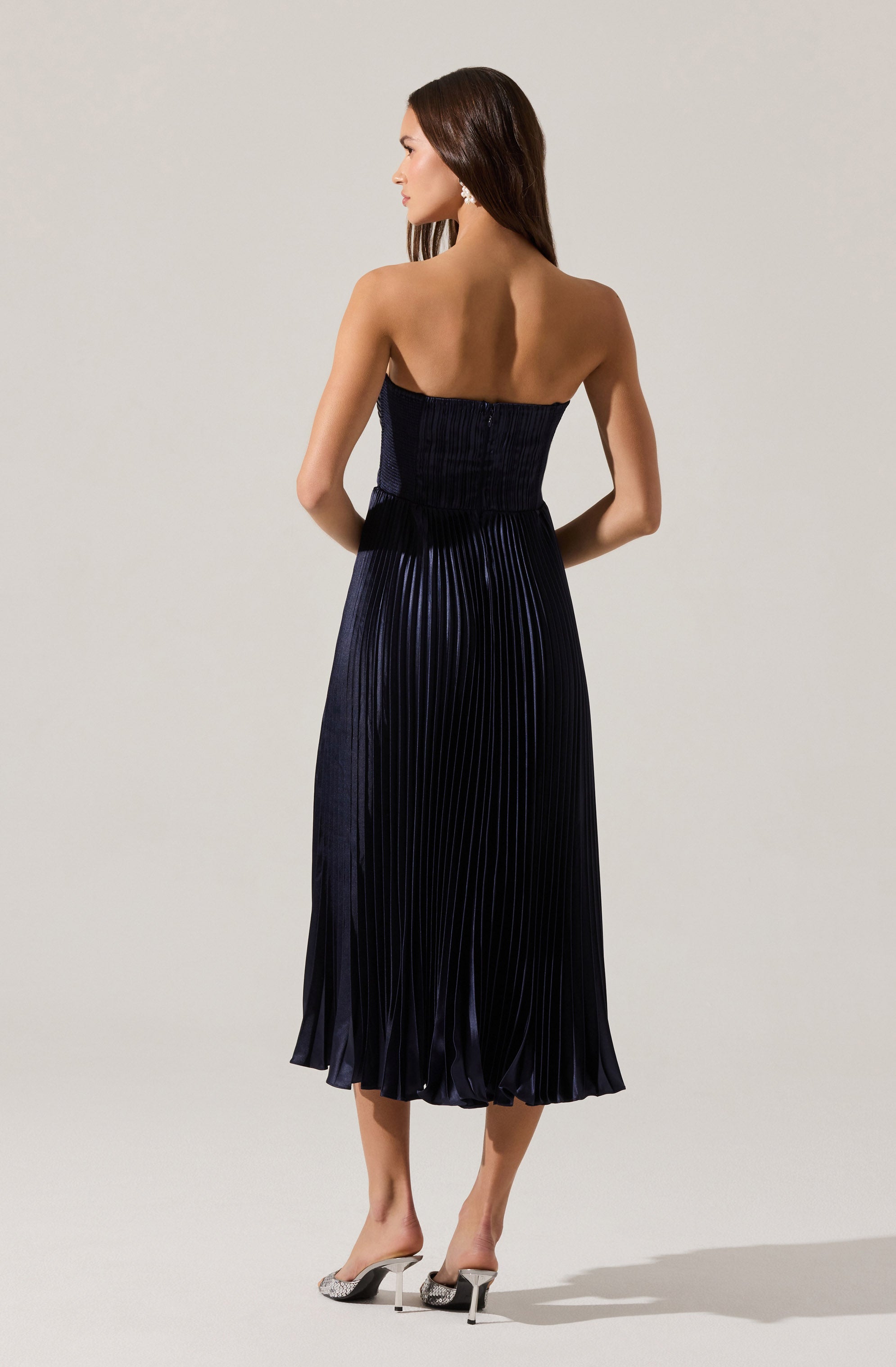 Ascella Strapless Pleated Midi Dress