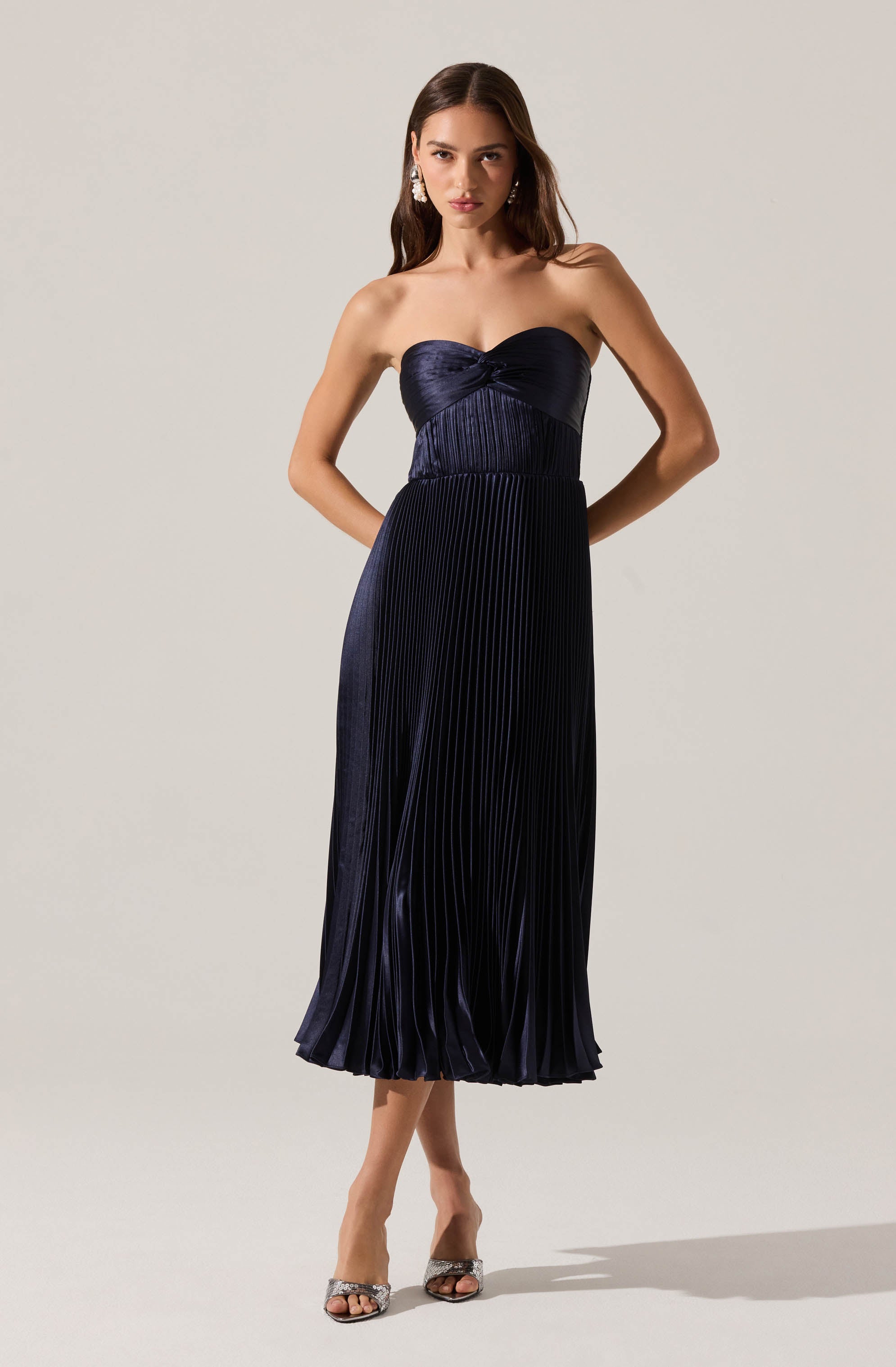 Ascella Strapless Pleated Midi Dress