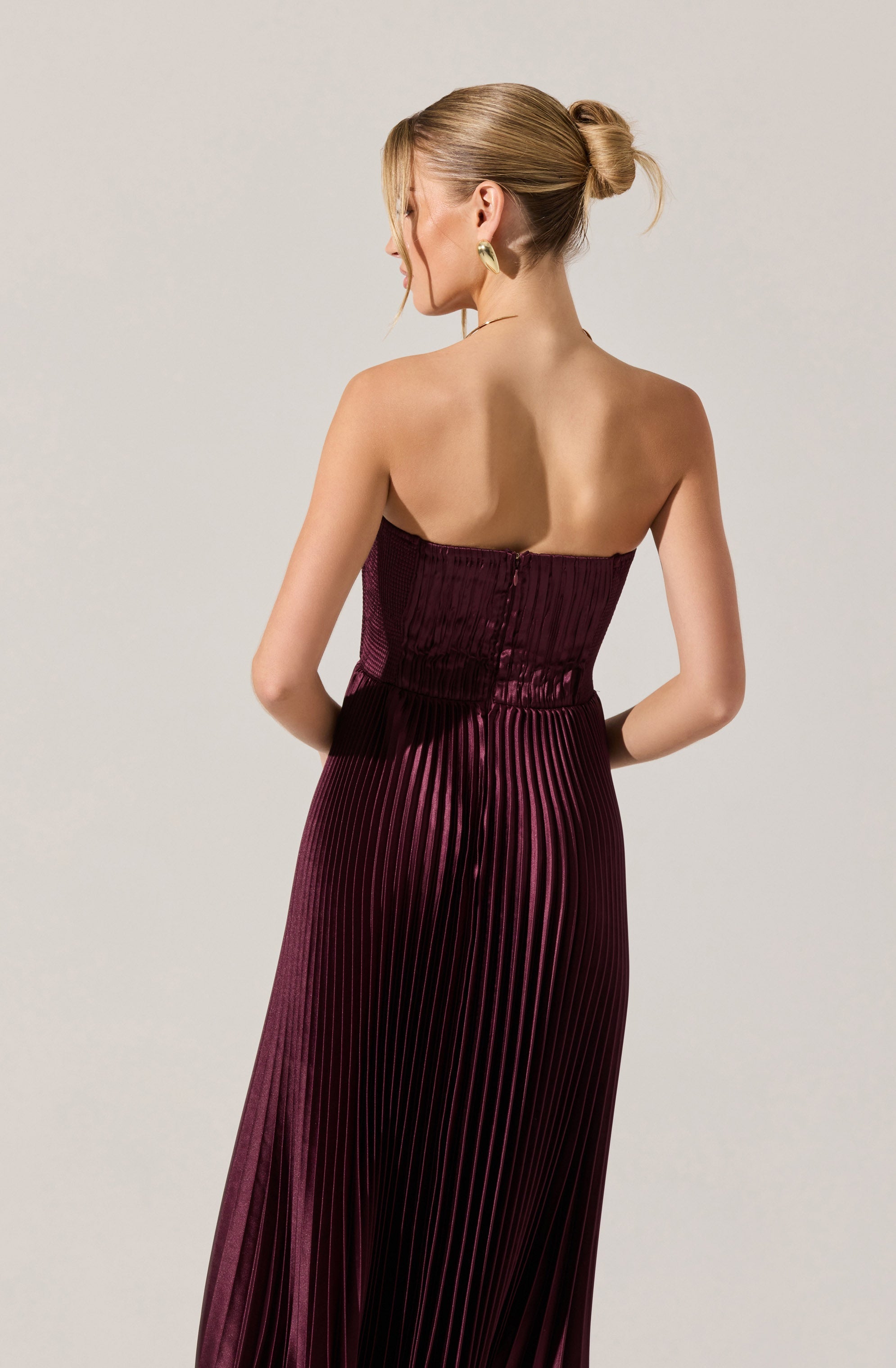 Ascella Strapless Pleated Midi Dress