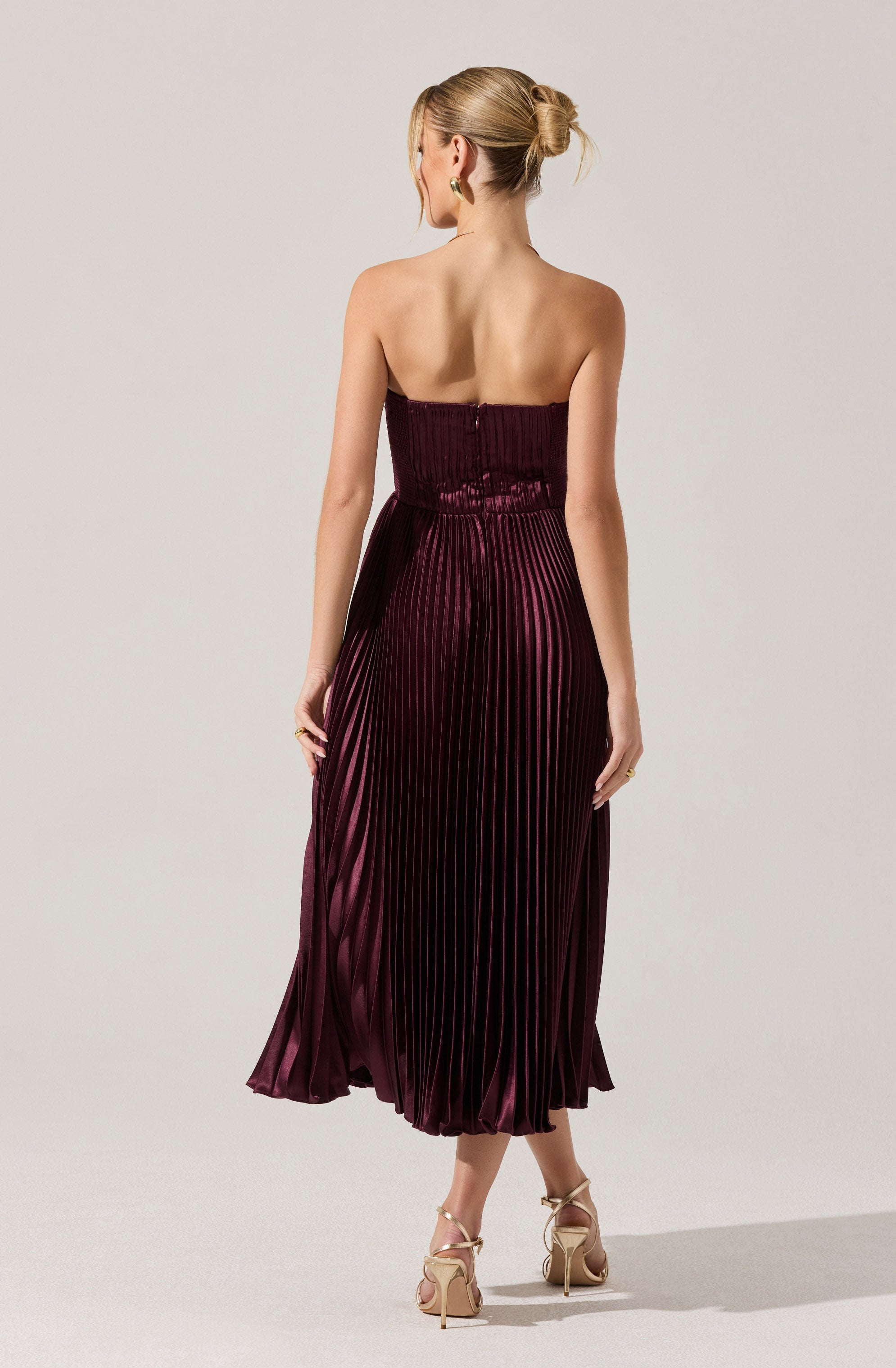 Ascella Strapless Pleated Midi Dress