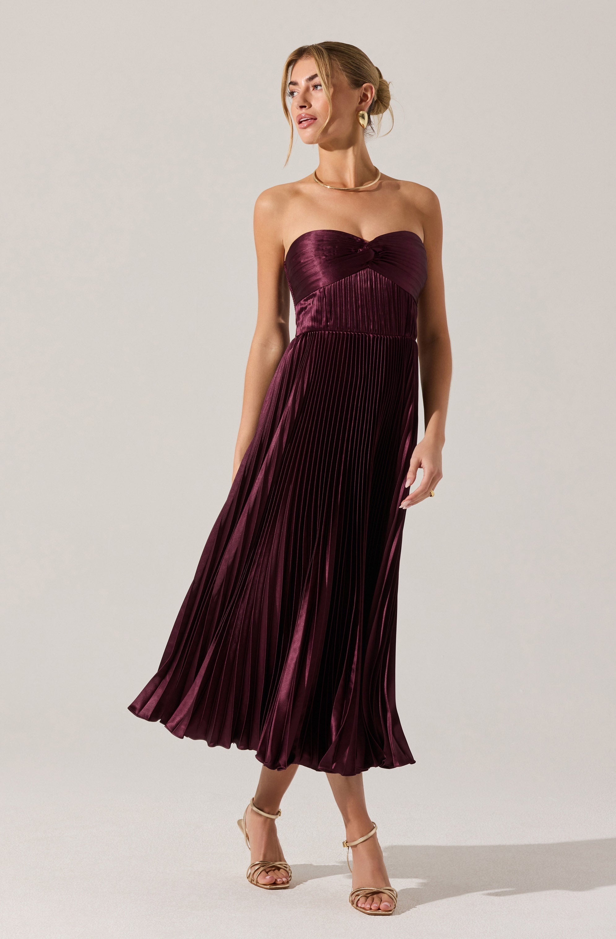 Ascella Strapless Pleated Midi Dress